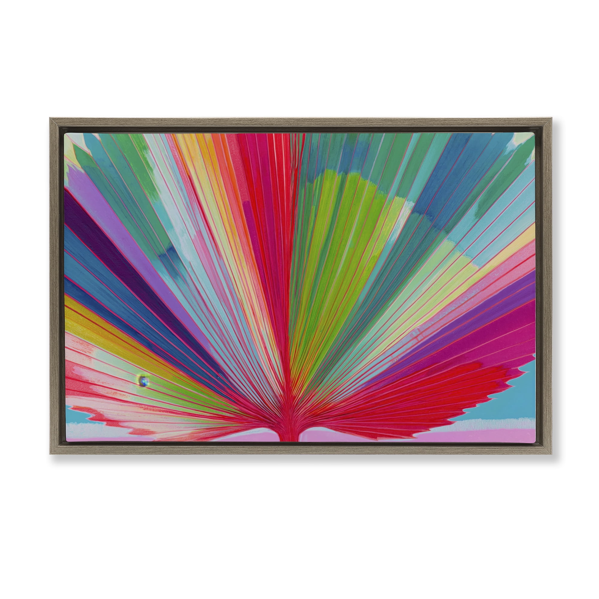 Stupell Industries Palm Fan In Spectrum Brown Framed Floater Canvas Wall Art, design by Chromatic Storm Studio