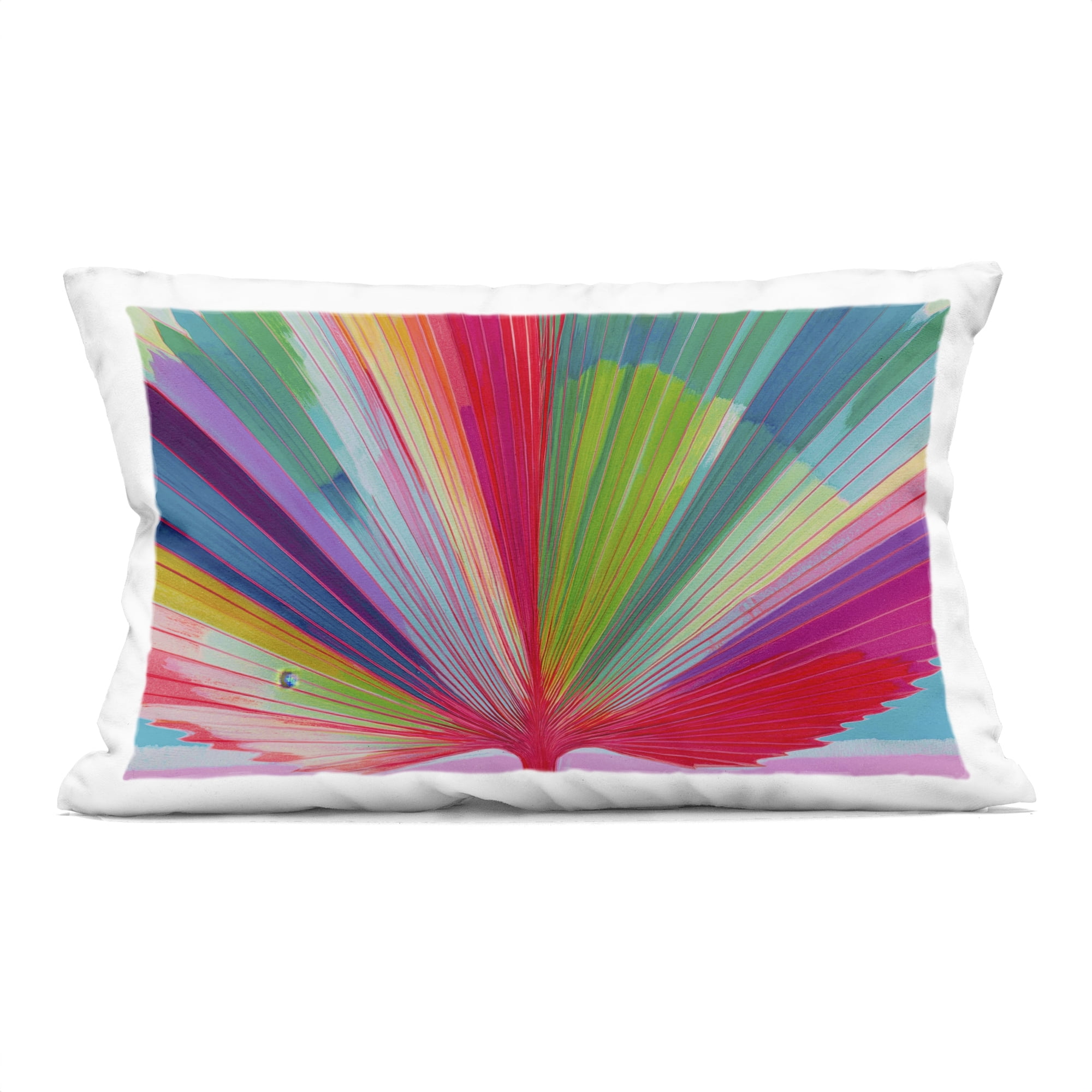 Stupell Industries Palm Fan In Spectrum Decorative Printed Throw Pillow, design by Chromatic Storm Studio, 14 x 7 x 20