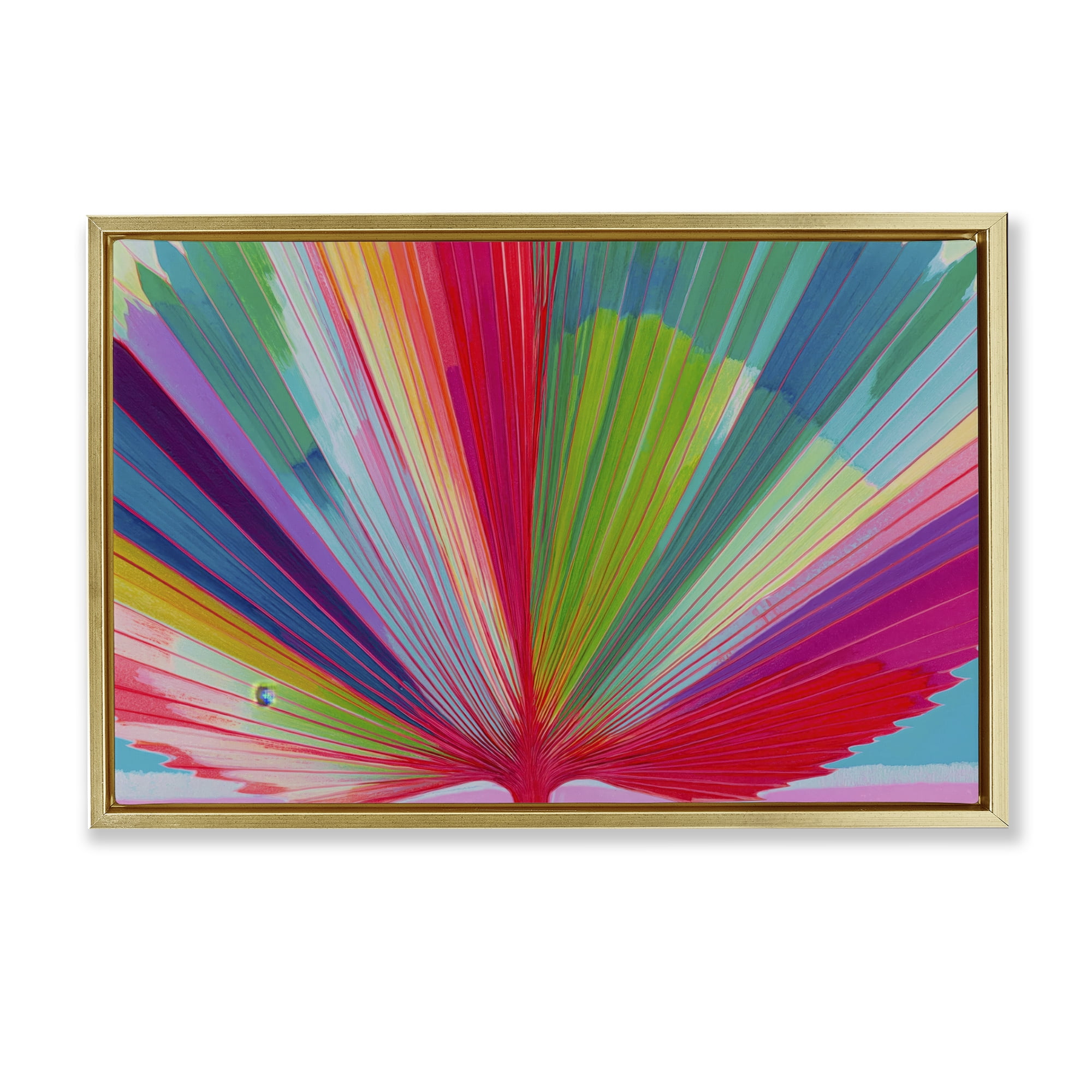 Stupell Industries Palm Fan In Spectrum Gold Framed Floater Canvas Wall Art, design by Chromatic Storm Studio