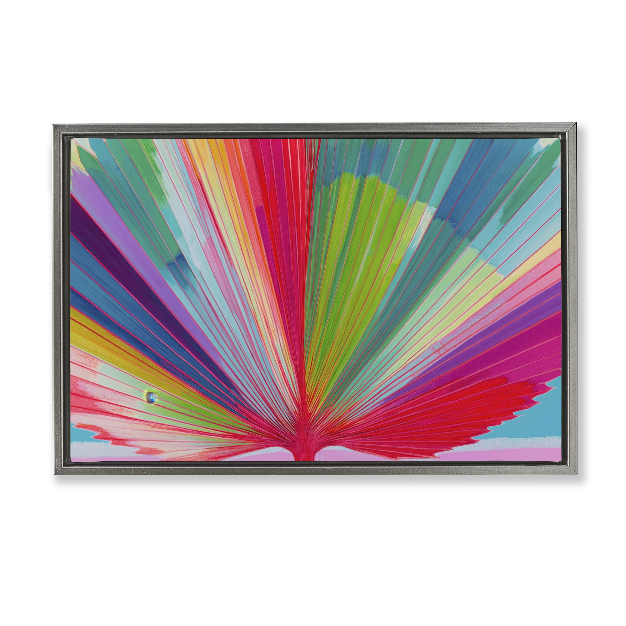 Stupell Industries Palm Fan In Spectrum Gray Framed Floater Canvas Wall Art, design by Chromatic Storm Studio