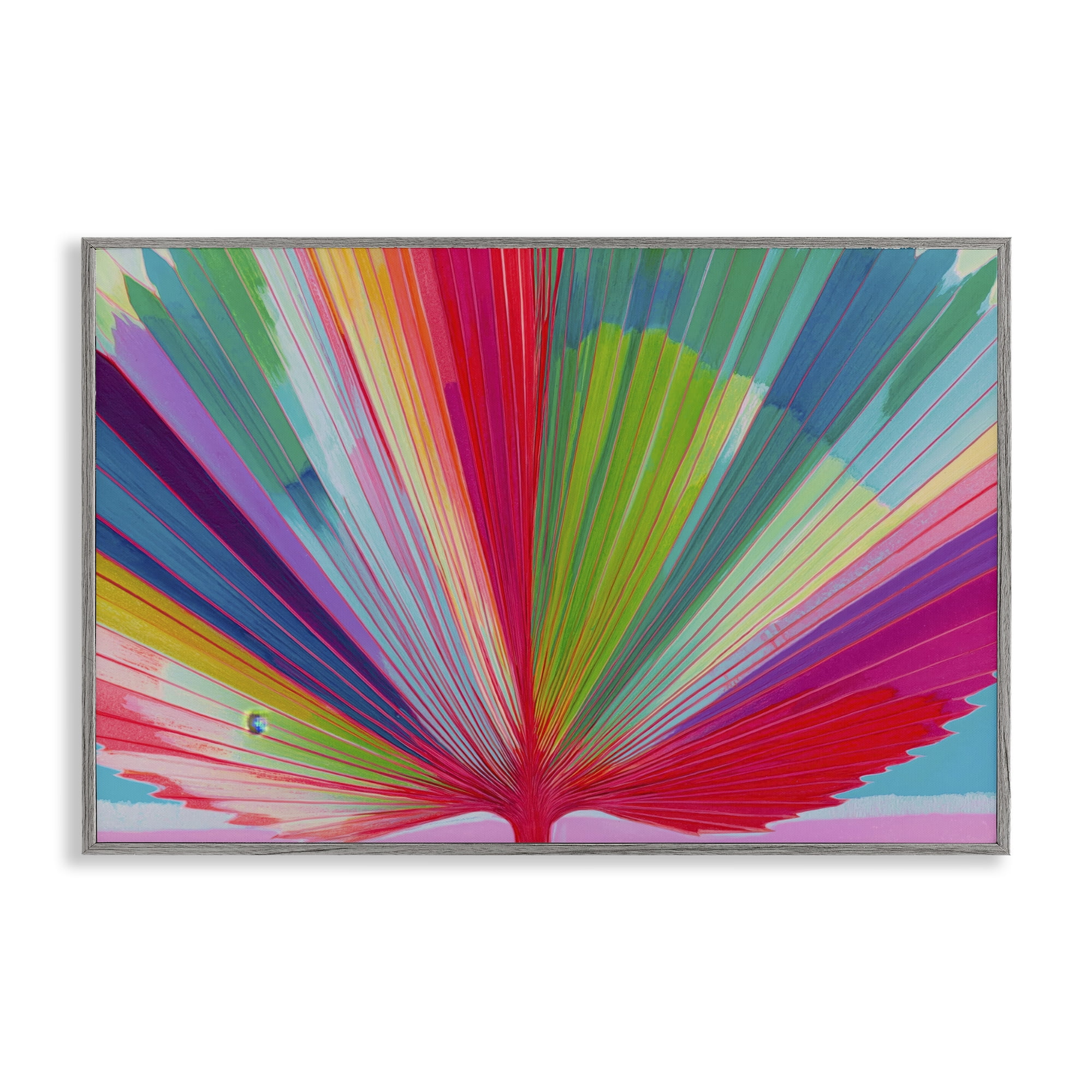 Stupell Industries Palm Fan In Spectrum Gray Framed Giclee Art, design by Chromatic Storm Studio