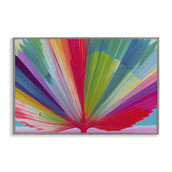 Stupell Industries Palm Fan In Spectrum Gray Framed Giclee Art, design by Chromatic Storm Studio