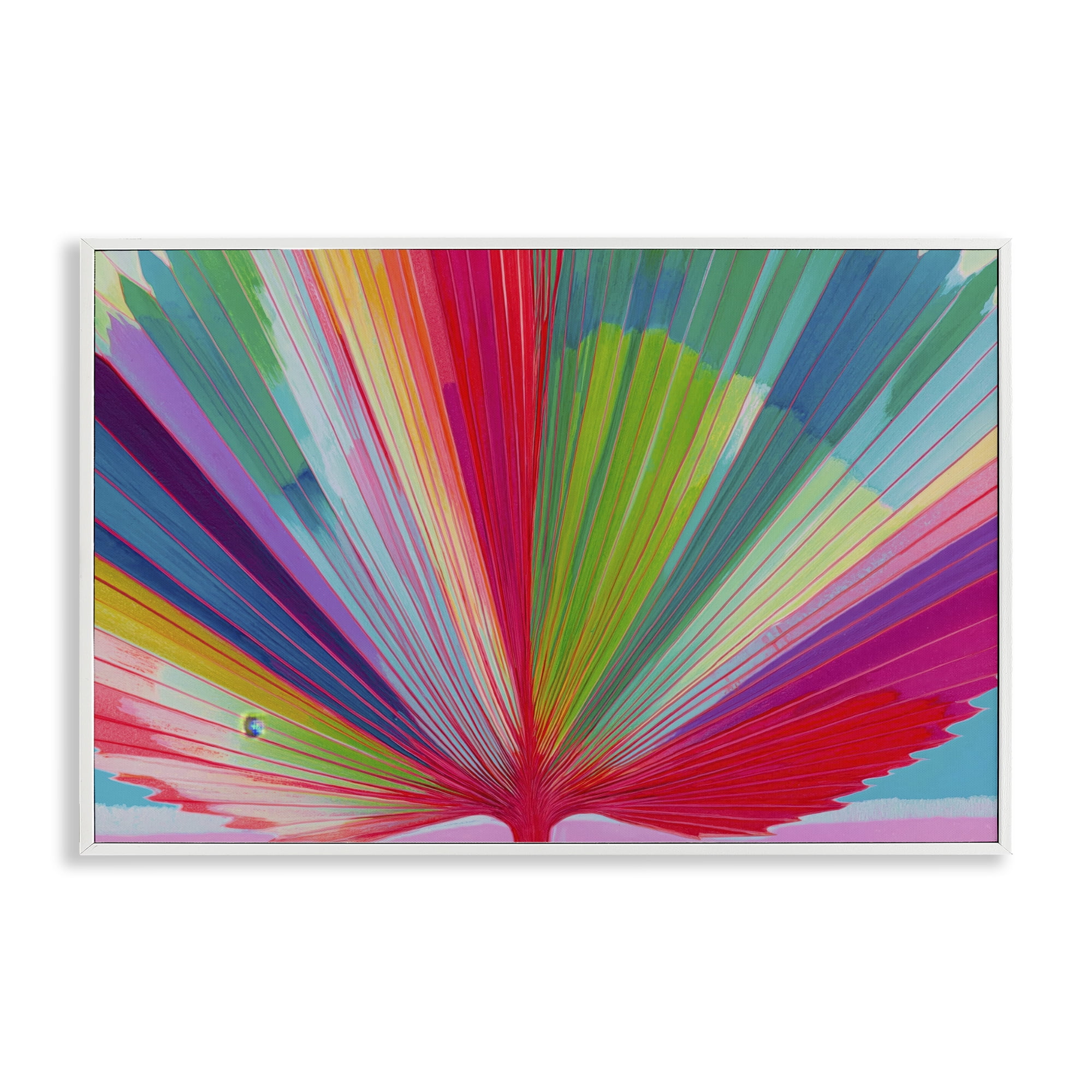 Stupell Industries Palm Fan In Spectrum White Framed Giclee Art, design by Chromatic Storm Studio