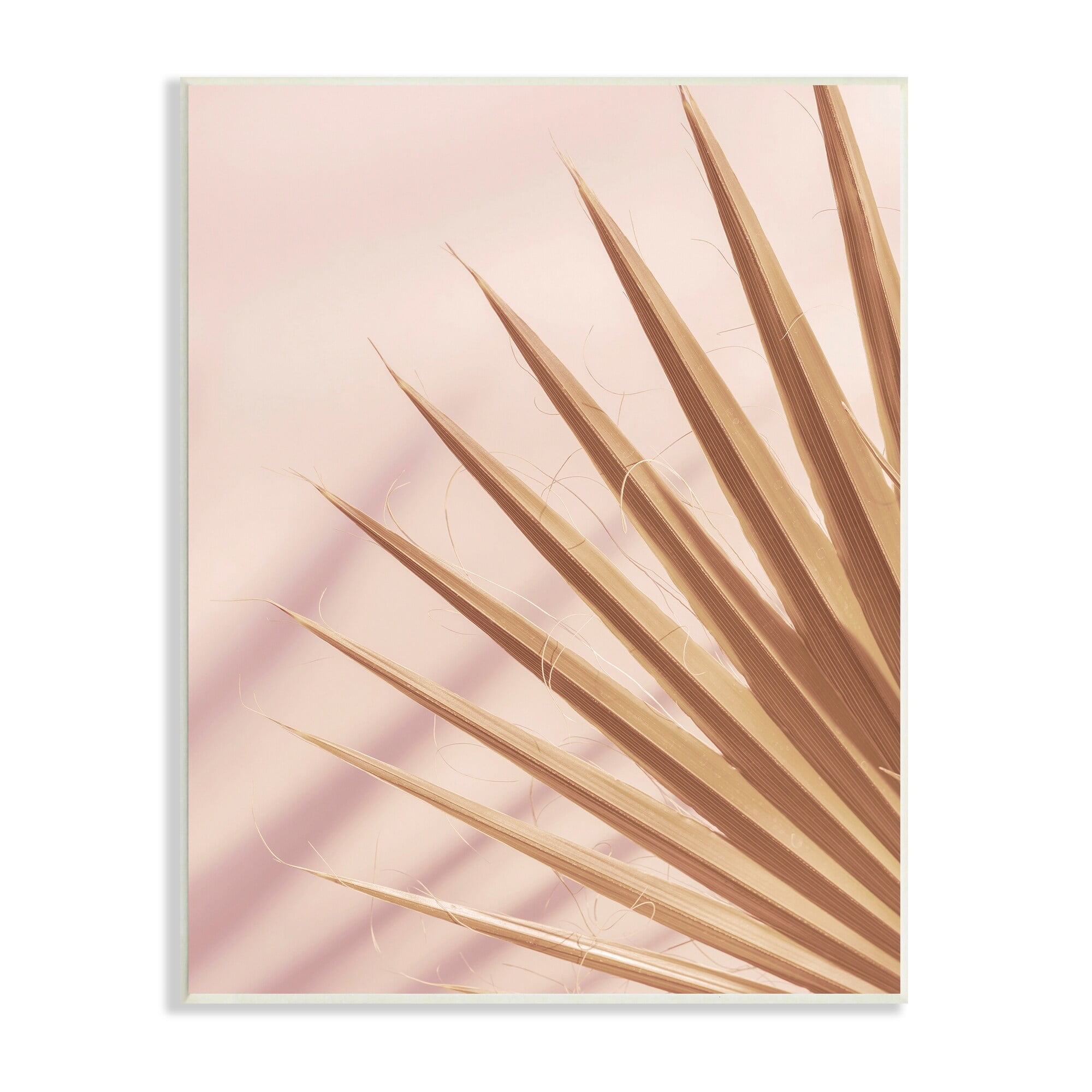Pink and Beige MDF Wood Tropical Palm Frond Wall Art, 13 x 19
