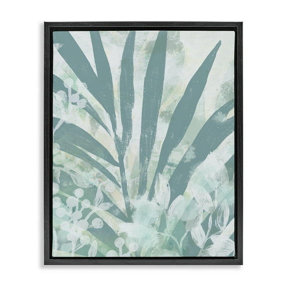 Stupell Industries Palm Frond Splatter Botanical & Floral Painting Black Floater Framed Art Print Wall Art, 17 x 21