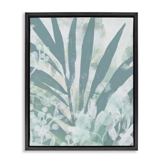 Stupell Industries Contemporary Palm Frond Splatter Black Floating Frame Canvas Art, 25 x 31, by June Erica Vess