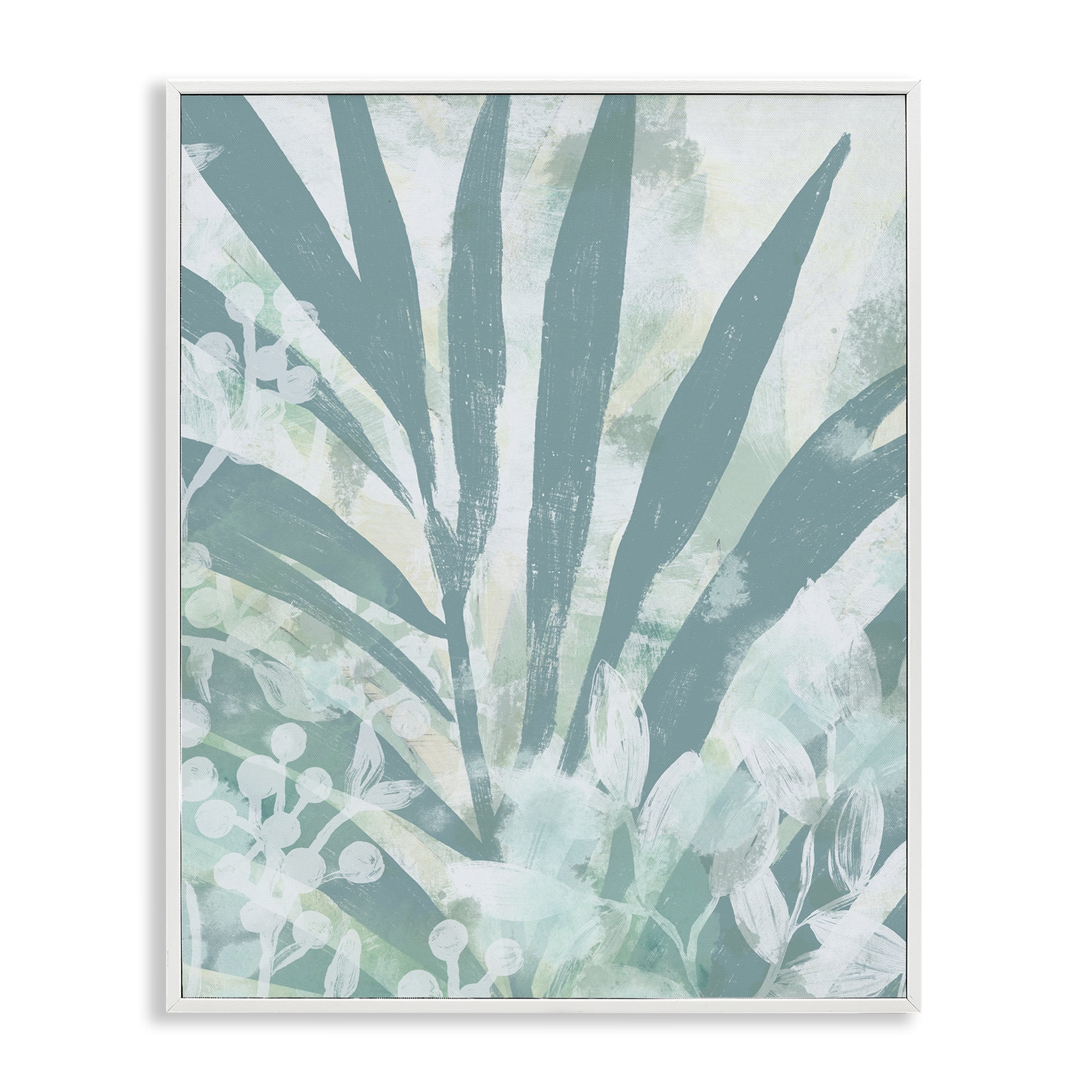 Stupell Industries Palm Frond Splatter Botanical & Floral Painting White Framed Art Print Wall Art, 11 x 14