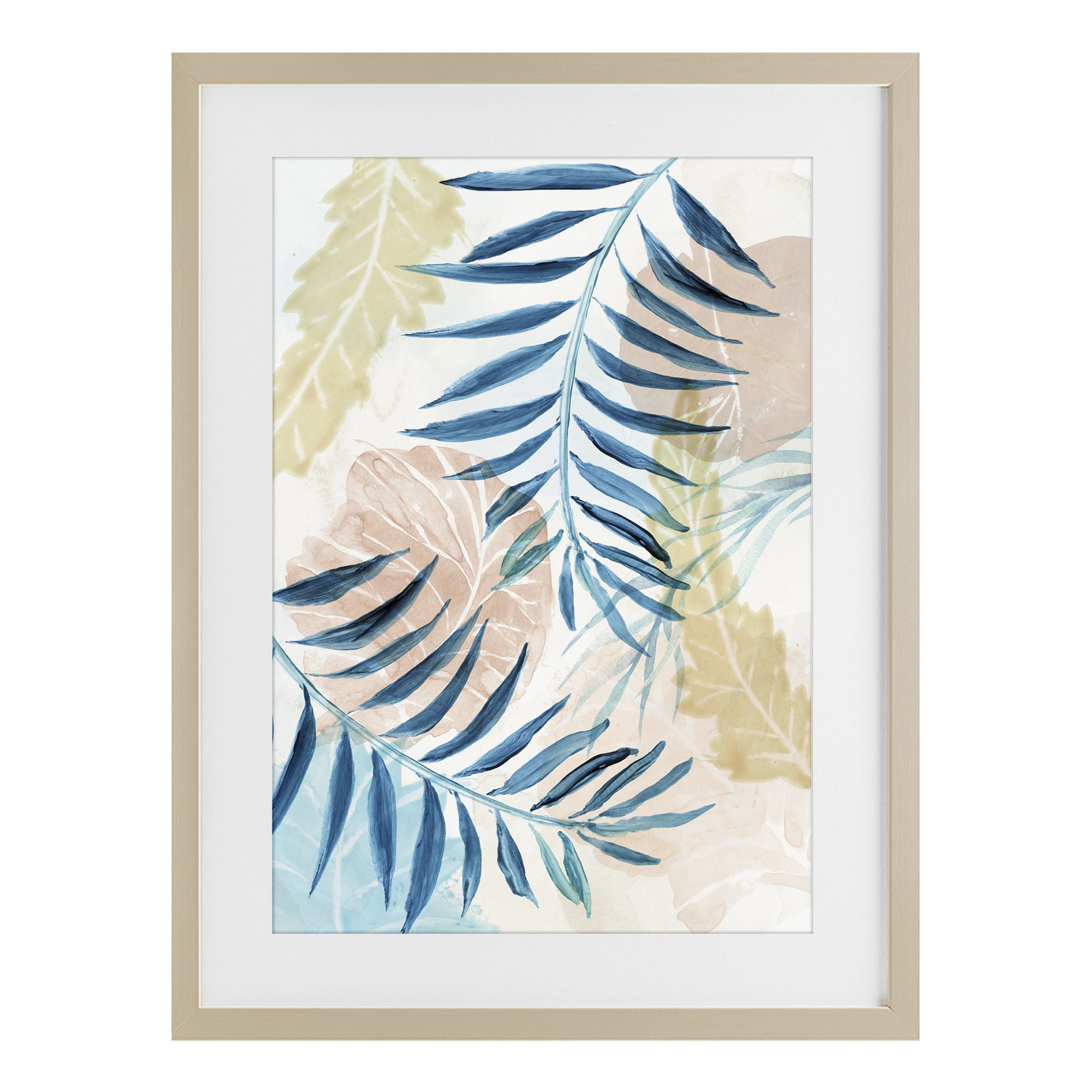 Stupell Industries Palm Fronds in Pastel Haze Birch Framed Print Under Glass, design by Nan