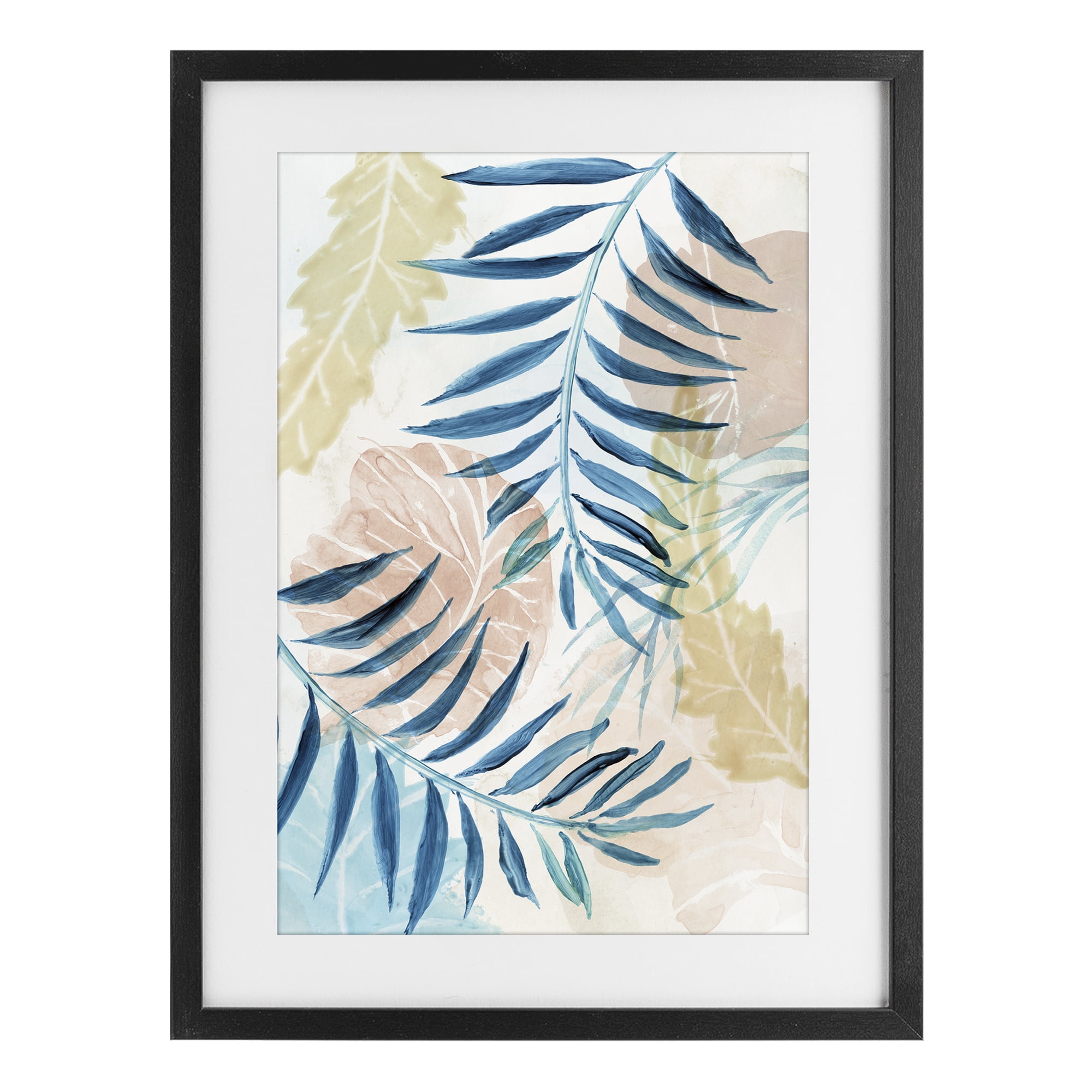 Stupell Industries Palm Fronds in Pastel Haze Black Framed Print Under Glass, design by Nan