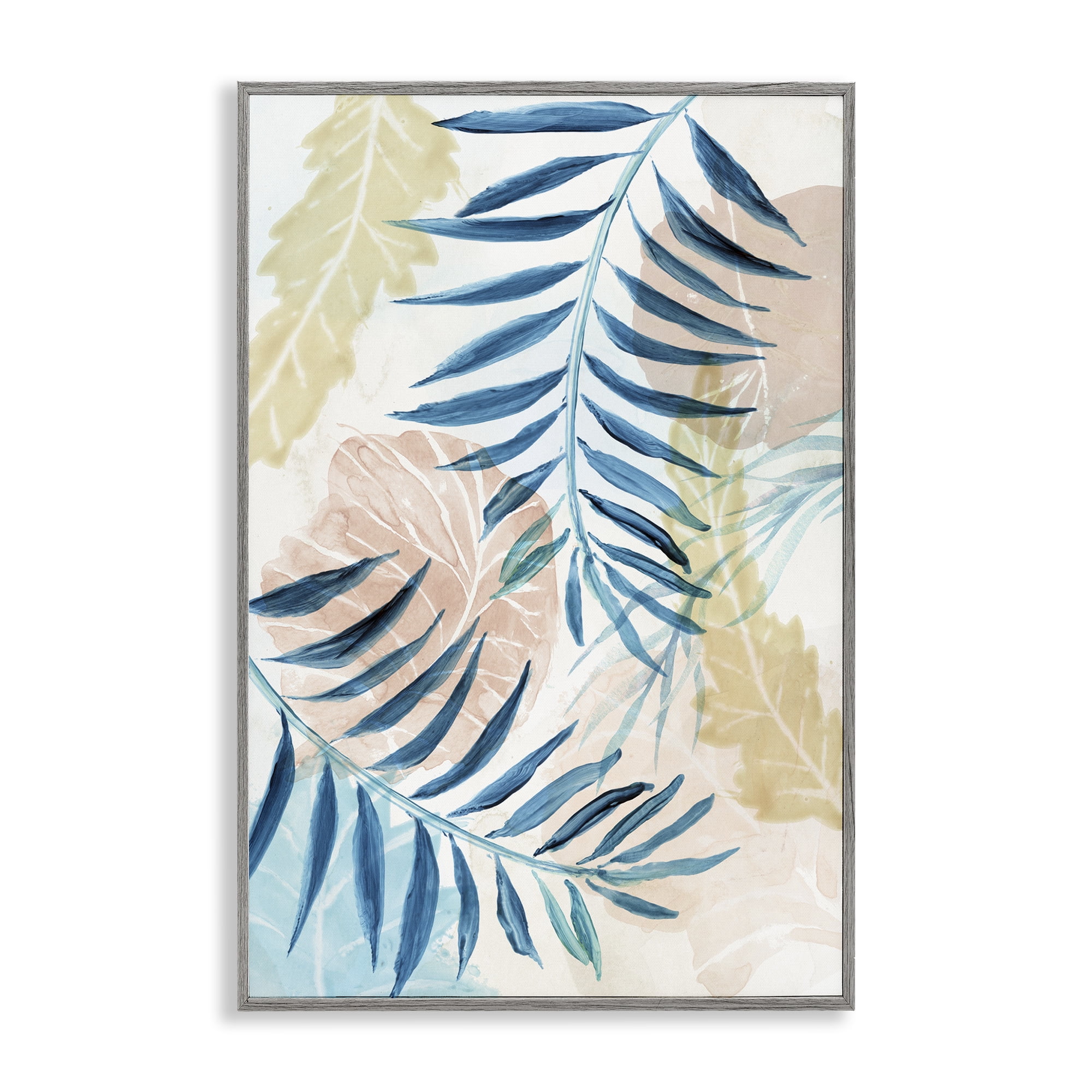 Stupell Industries Palm Fronds in Pastel Haze Gray Framed Giclee Art, design by Nan