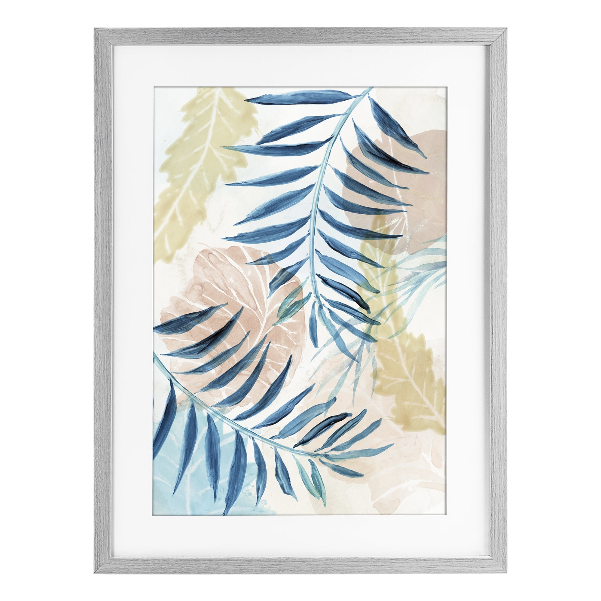 Stupell Industries Palm Fronds in Pastel Haze Gray Framed Print Under Glass, design by Nan