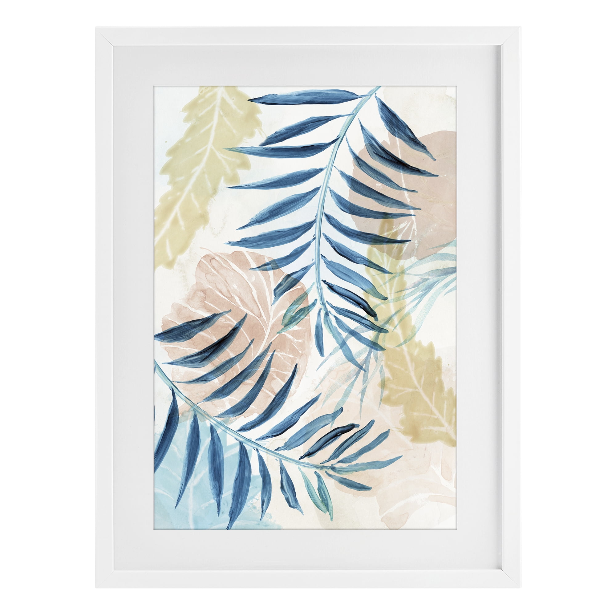 Stupell Industries Palm Fronds in Pastel Haze White Framed Print Under Glass, design by Nan