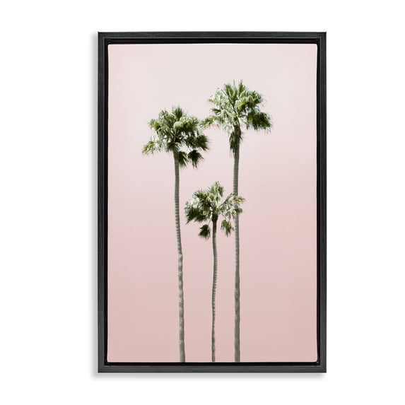 Stupell Industries Contemporary Palm Getaway Pink Sky Black Floating Frame Canvas Art, 17 x 25, by Natalie Carpentieri