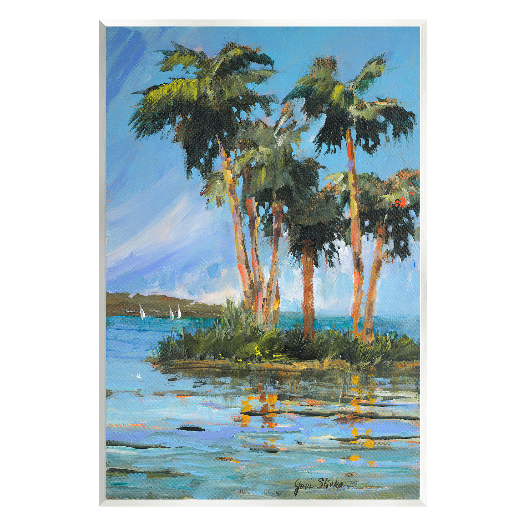 Stupell Industries Palm Island Painting Nature Painting Unframed Art Print Wall Art, 10 x 15