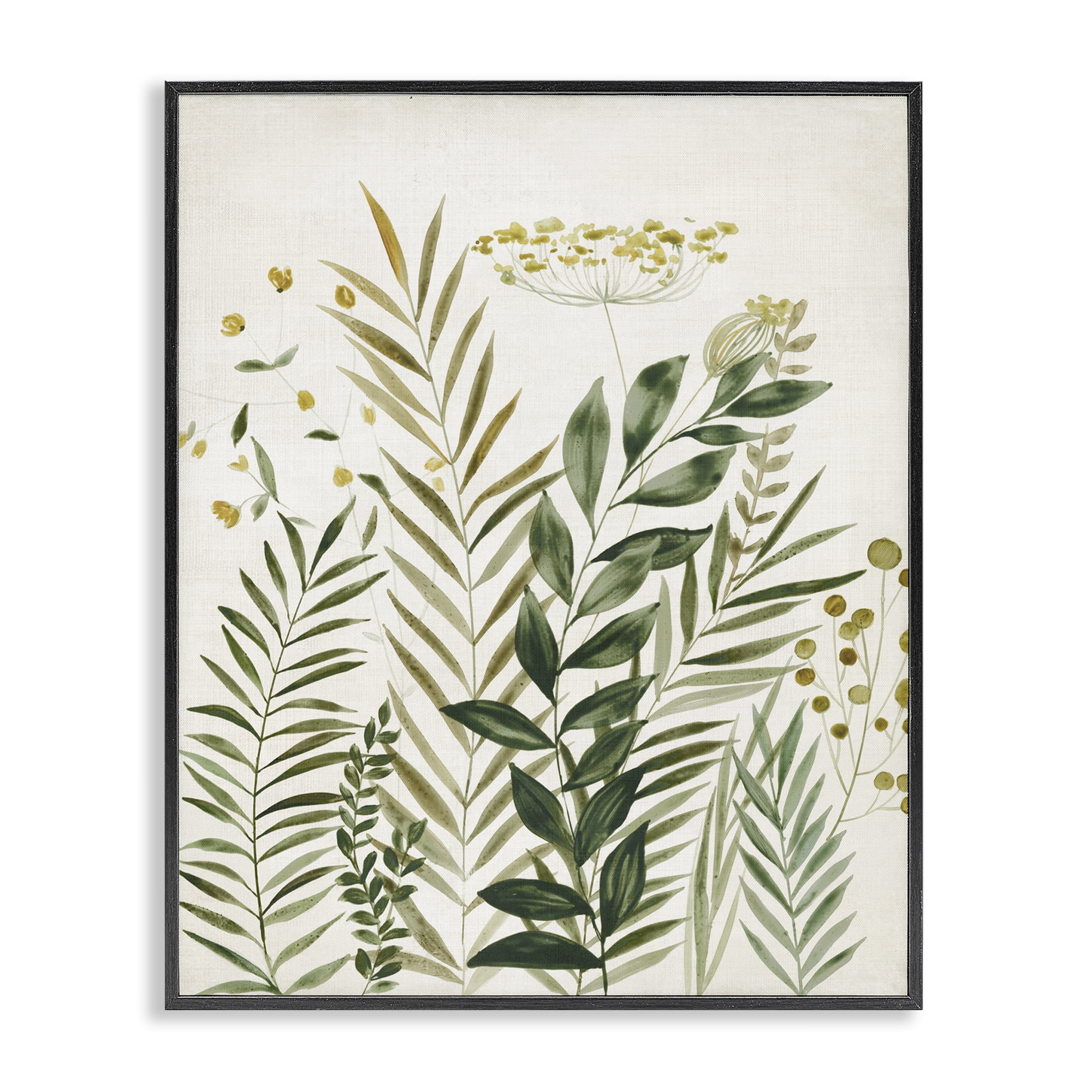 Stupell Industries Palm Leaves & Herbs Plants & Flowers Painting Black Framed Art Print Wall Art, 24 x 30