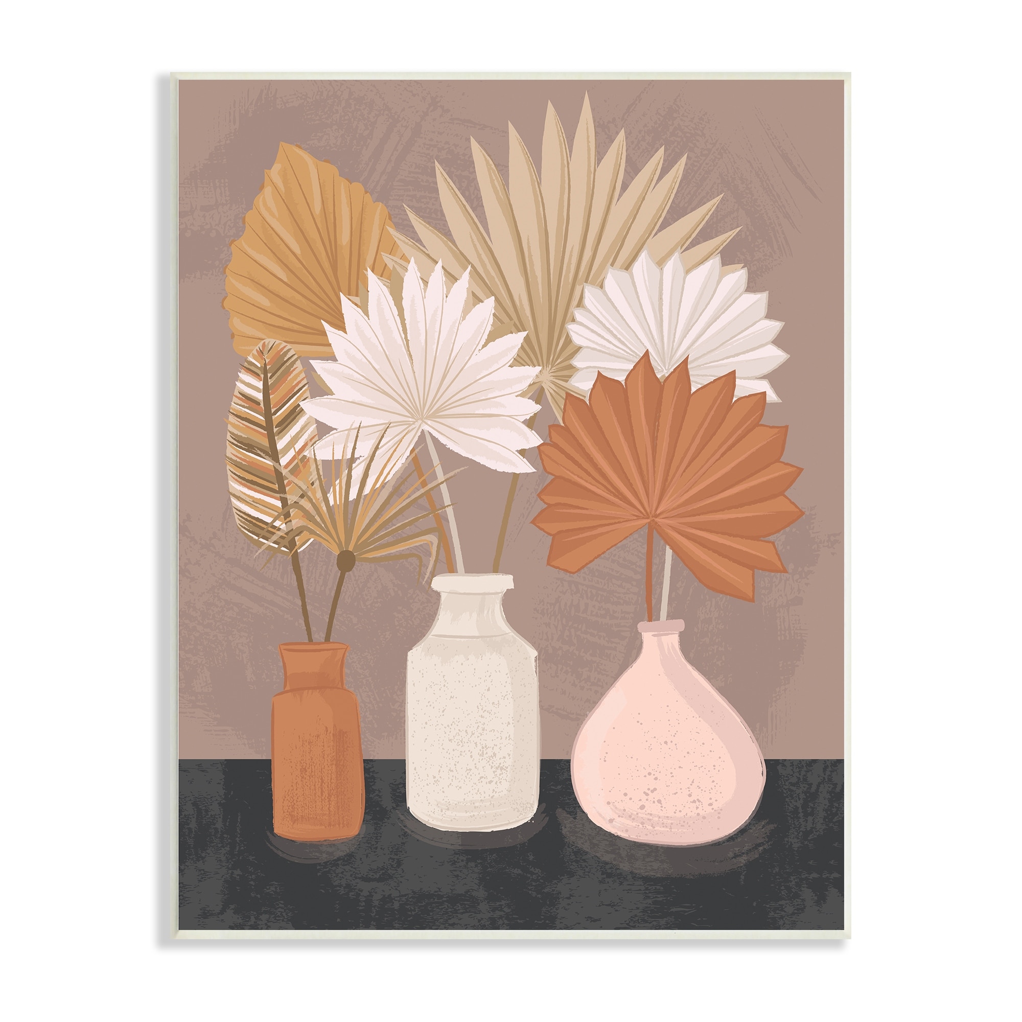 Stupell Industries Palm Leaves Potted Plant Fans Bohemian Still Life,13 x 19, Design by Lisa Perry Whitebutton