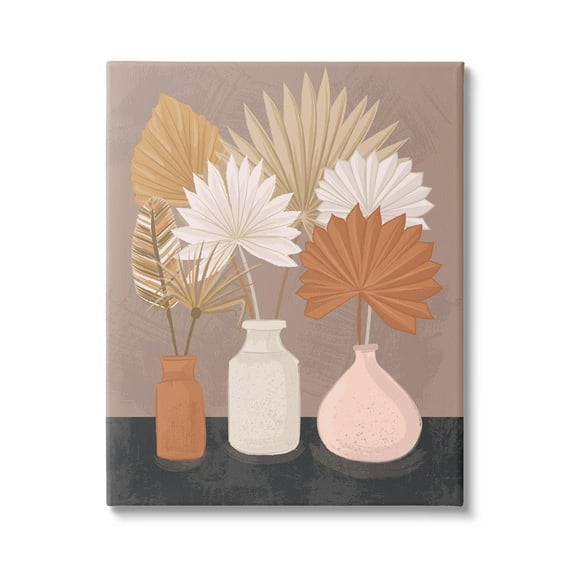 Stupell Industries Palm Leaves Potted Plant Fans Bohemian Still Life,16 x 20, Design by Lisa Perry Whitebutton