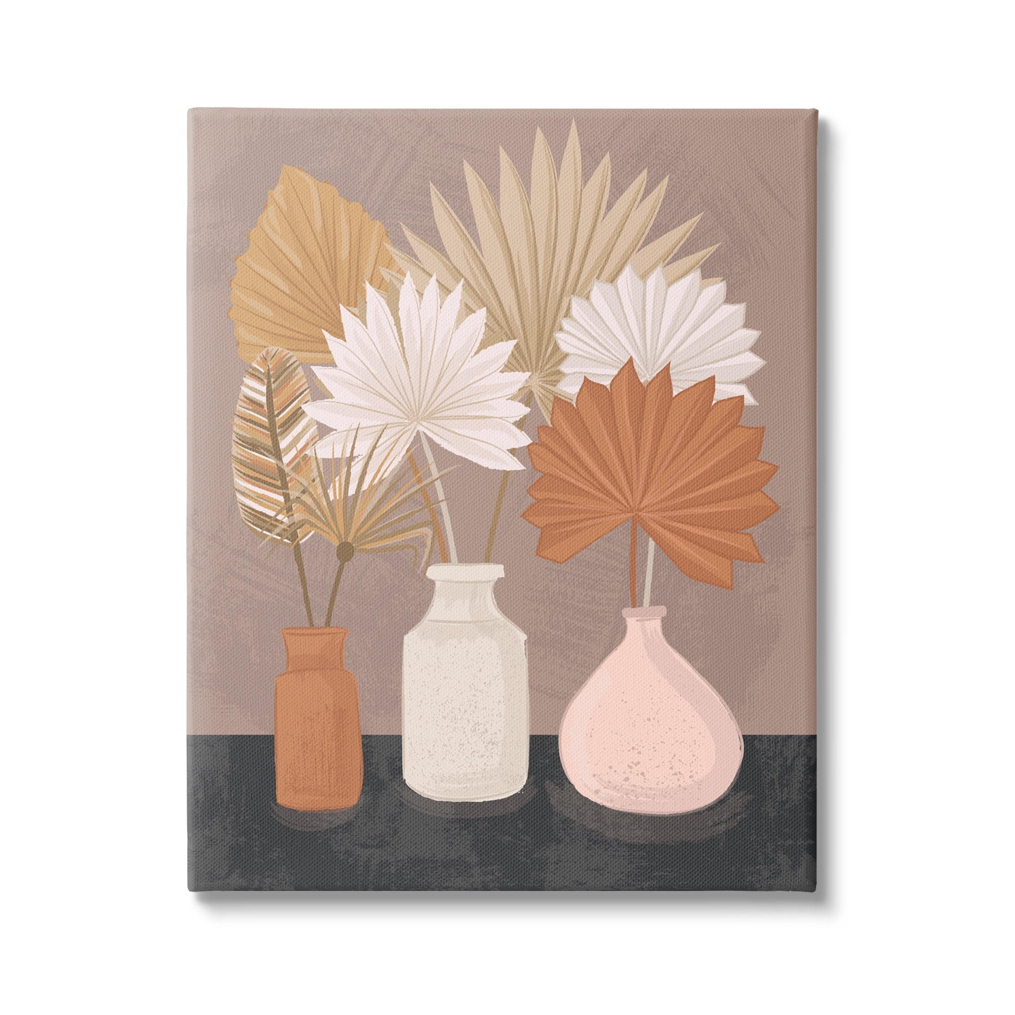 Stupell Industries Palm Leaves Potted Plant Fans Bohemian Still Life,36 x 48, Design by Lisa Perry Whitebutton