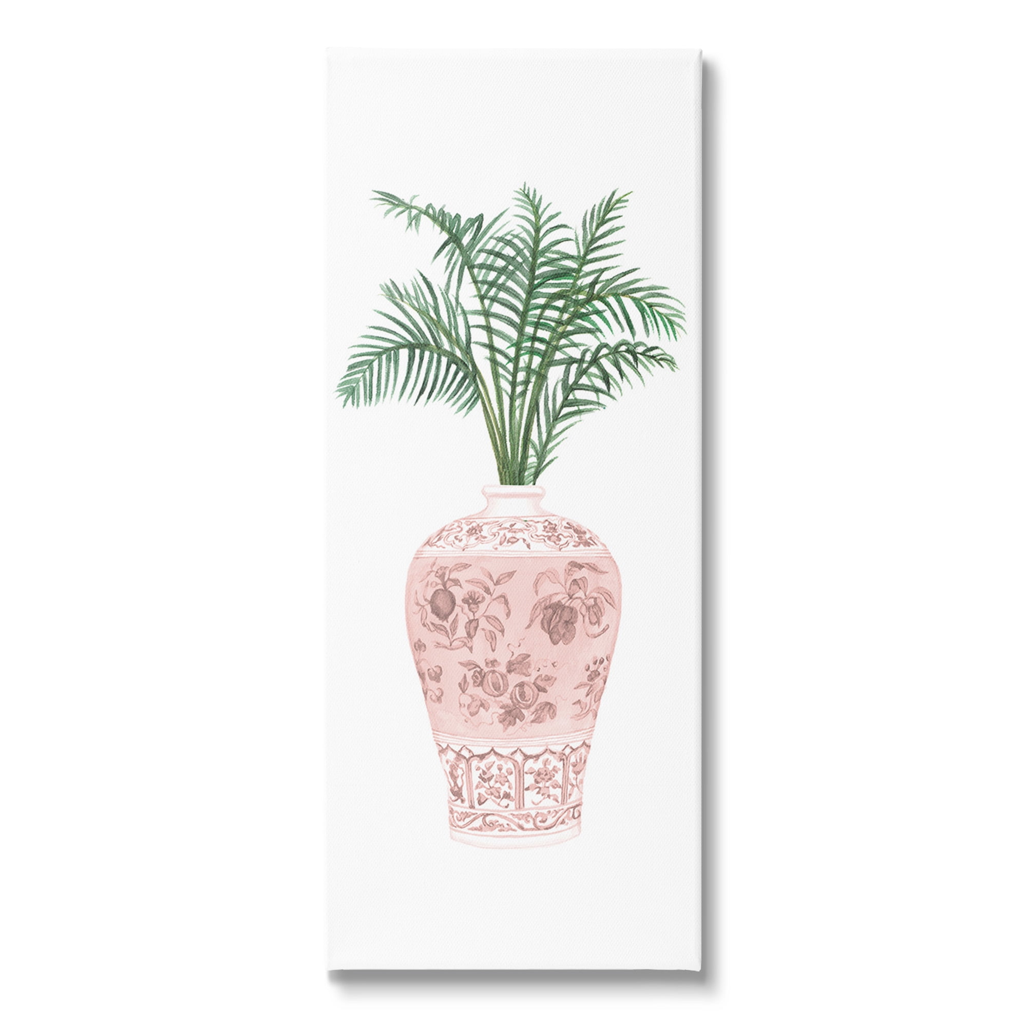 Stupell Industries Palm Leaves in Ornate Vase Botanical & Floral Painting Gallery Wrapped Canvas Art Print Wall Art, 13 x 30