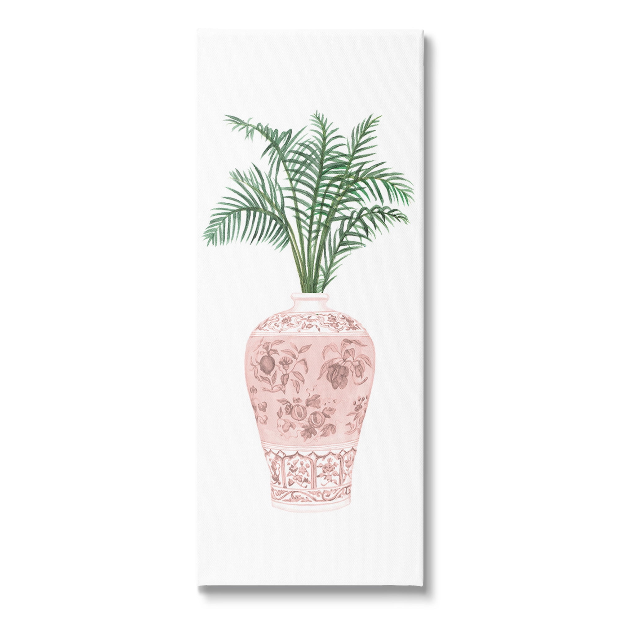Stupell Industries Palm Leaves in Ornate Vase Botanical & Floral Painting Gallery Wrapped Canvas Art Print Wall Art, 20 x 48
