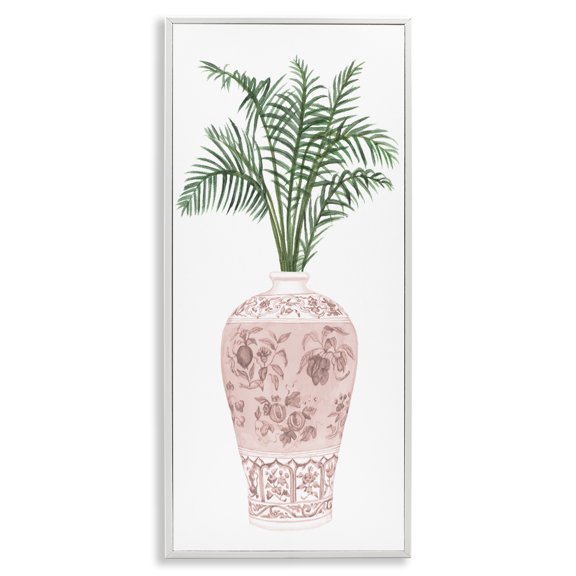 Stupell Industries Eclectic Palm Leaves in Ornate Vase White Framed Giclee Art, 13 x 30, by Melissa Wang