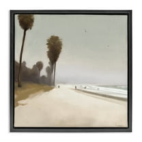 Stupell Industries Palm Lined Beach Landscape & Nature Painting Black Floater Framed Canvas Art Print Wall Art, 18 x 18