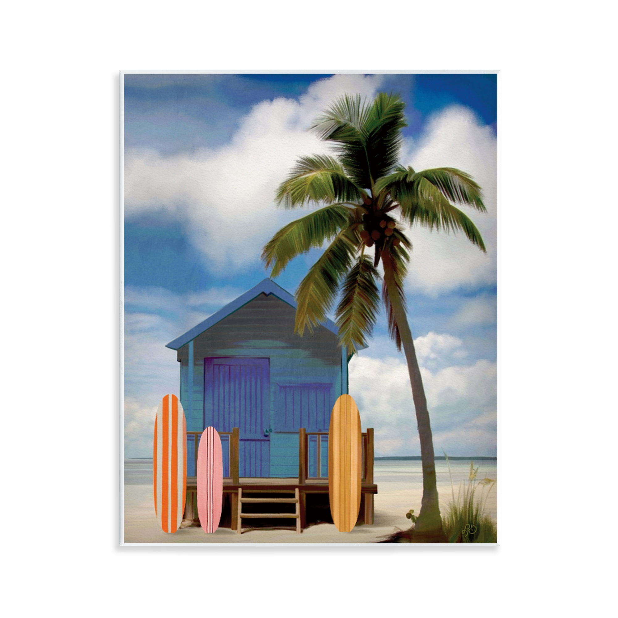Stupell Industries Palm Overhanging Surf Shop Wall Plaque Art, design by Lisa R Dumm