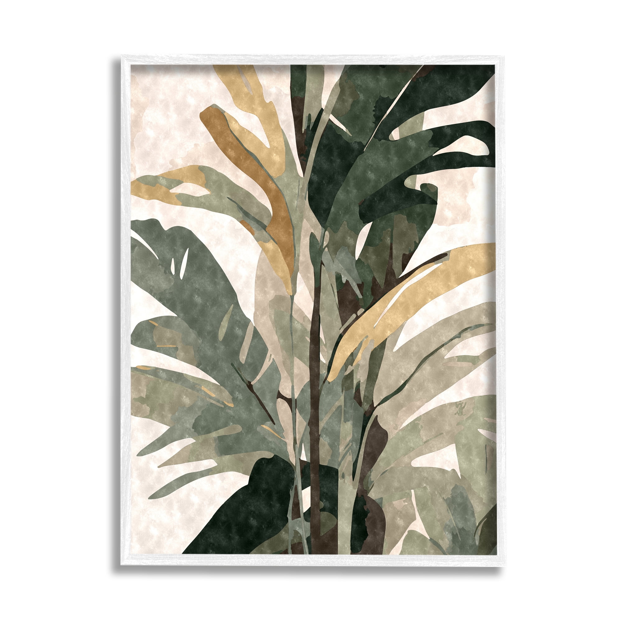 Stupell Industries Palm Plant Abstraction Botanical & Floral Painting White Framed Art Print Wall Art, 24 x 30