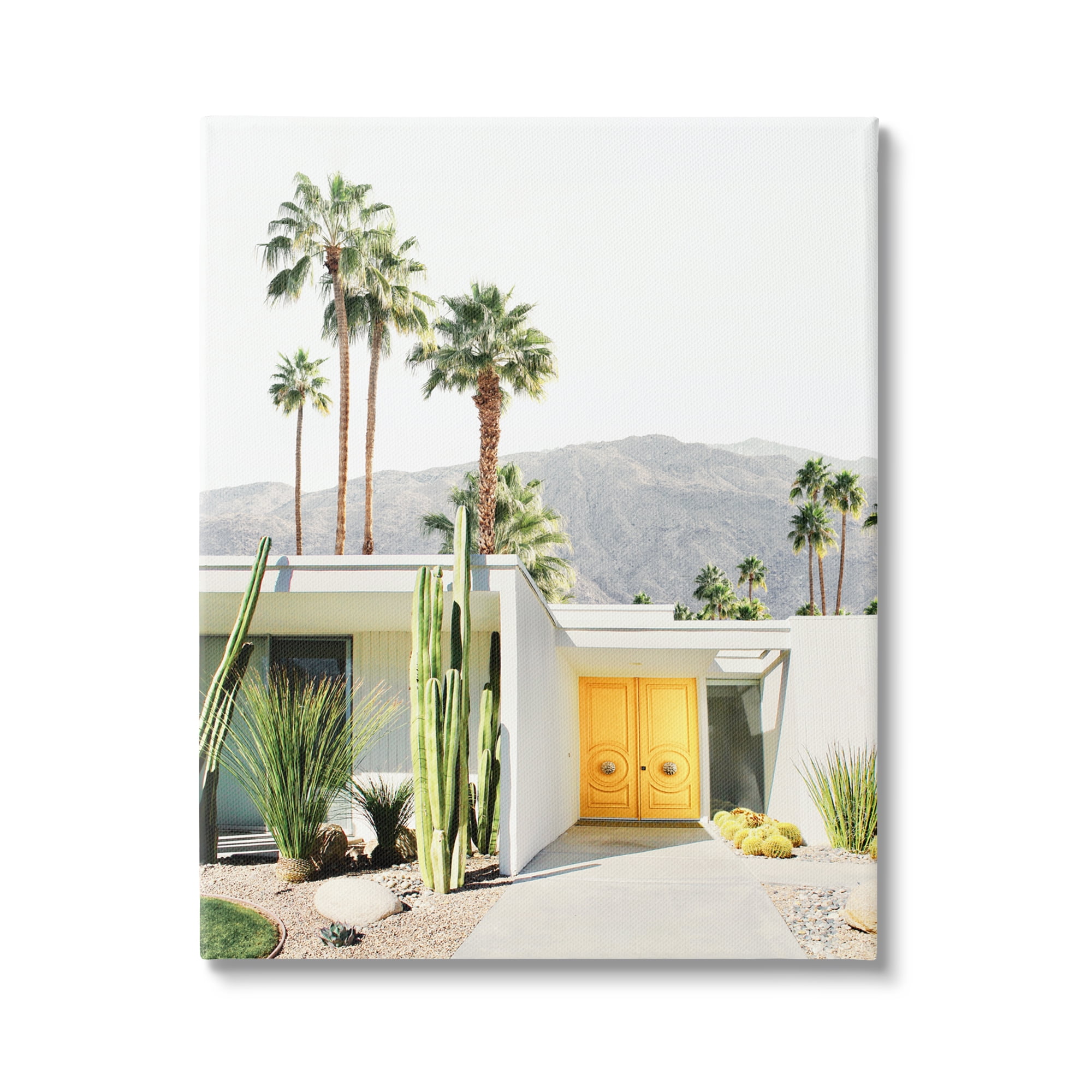 Palm Springs House Photography Canvas Print in White and Green