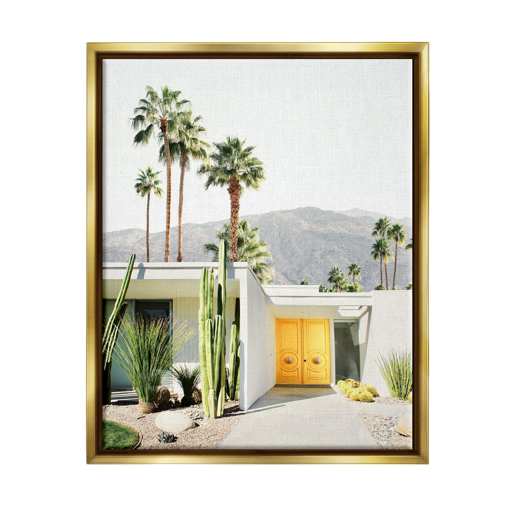 Stupell Industries Palm Springs House Photography Botanical & Floral Photography Gold Floater Framed Art Print Wall Art, 17 x 21