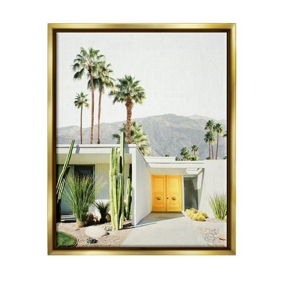 Stupell Industries Palm Springs House Photography Botanical & Floral Photography Gold Floater Framed Art Print Wall Art, 25 x 31