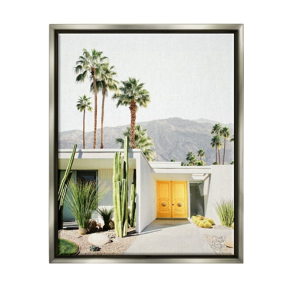 Stupell Industries Palm Springs House Photography Botanical & Floral Photography Gray Floater Framed Art Print Wall Art, 17 x 21