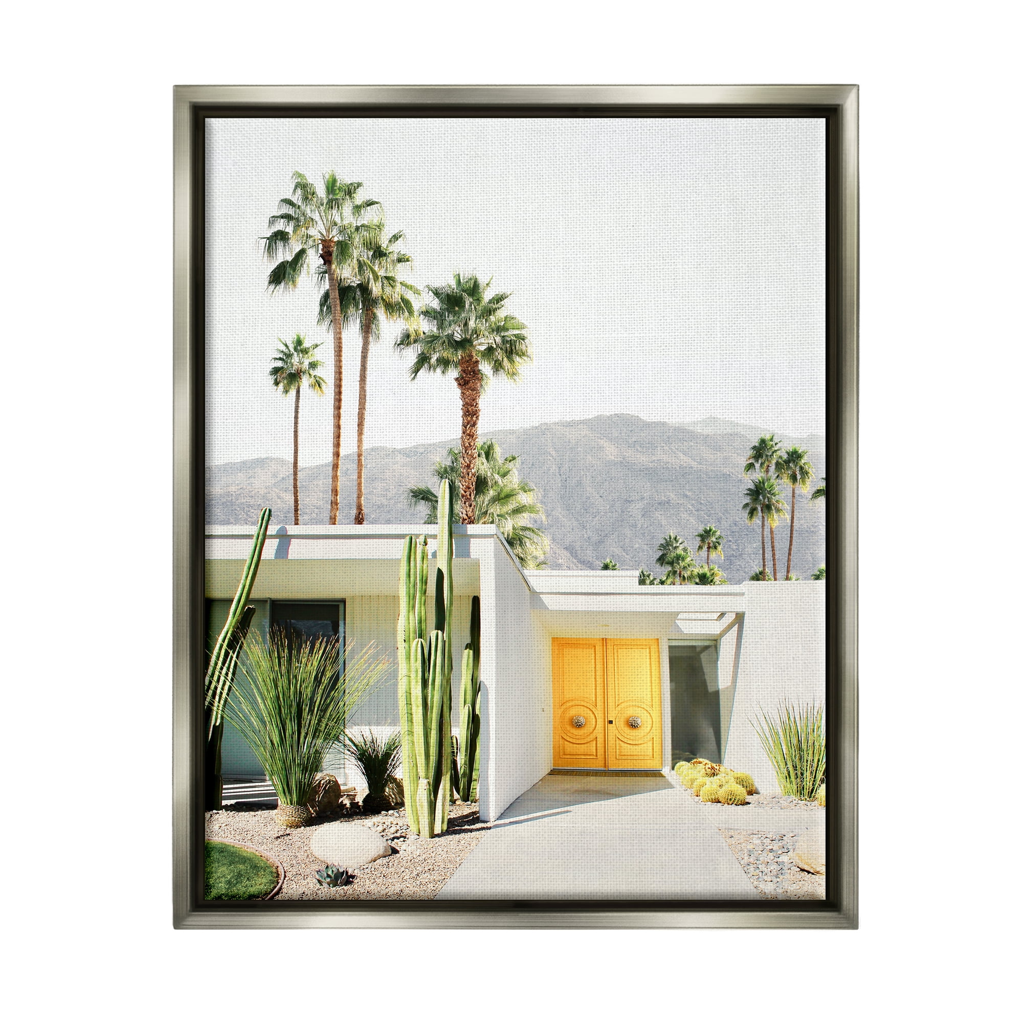 Palm Springs House Photography Gray Floater Framed Canvas Print
