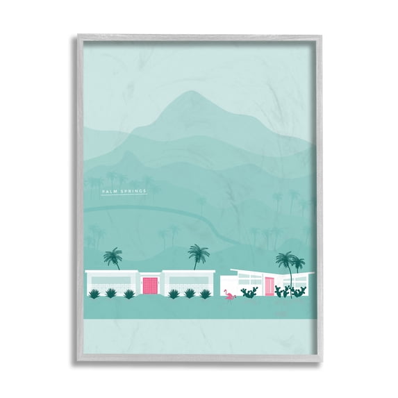 Stupell Industries Palm Springs Modern Architecture Abstract Mountains Grey Framed, 11 x 14, Design by Victoria Kukla