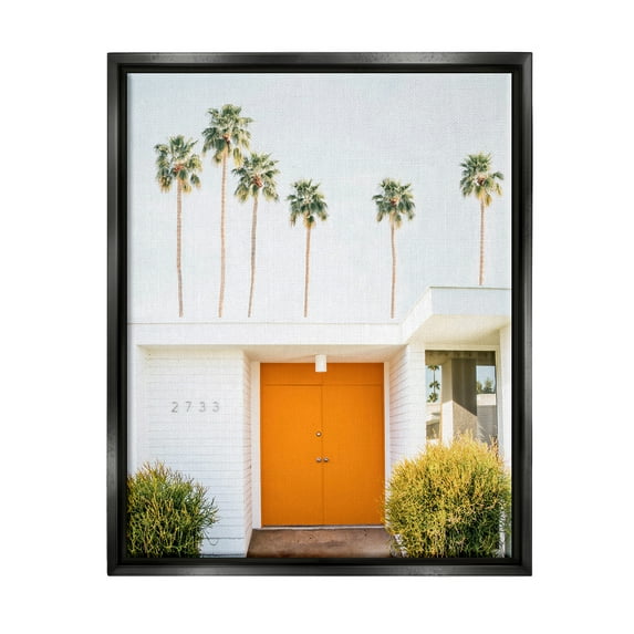 Stupell Industries Palm Springs Orange Door Botanical & Floral Photography Black Floater Framed Art Print Wall Art, 17 x 21