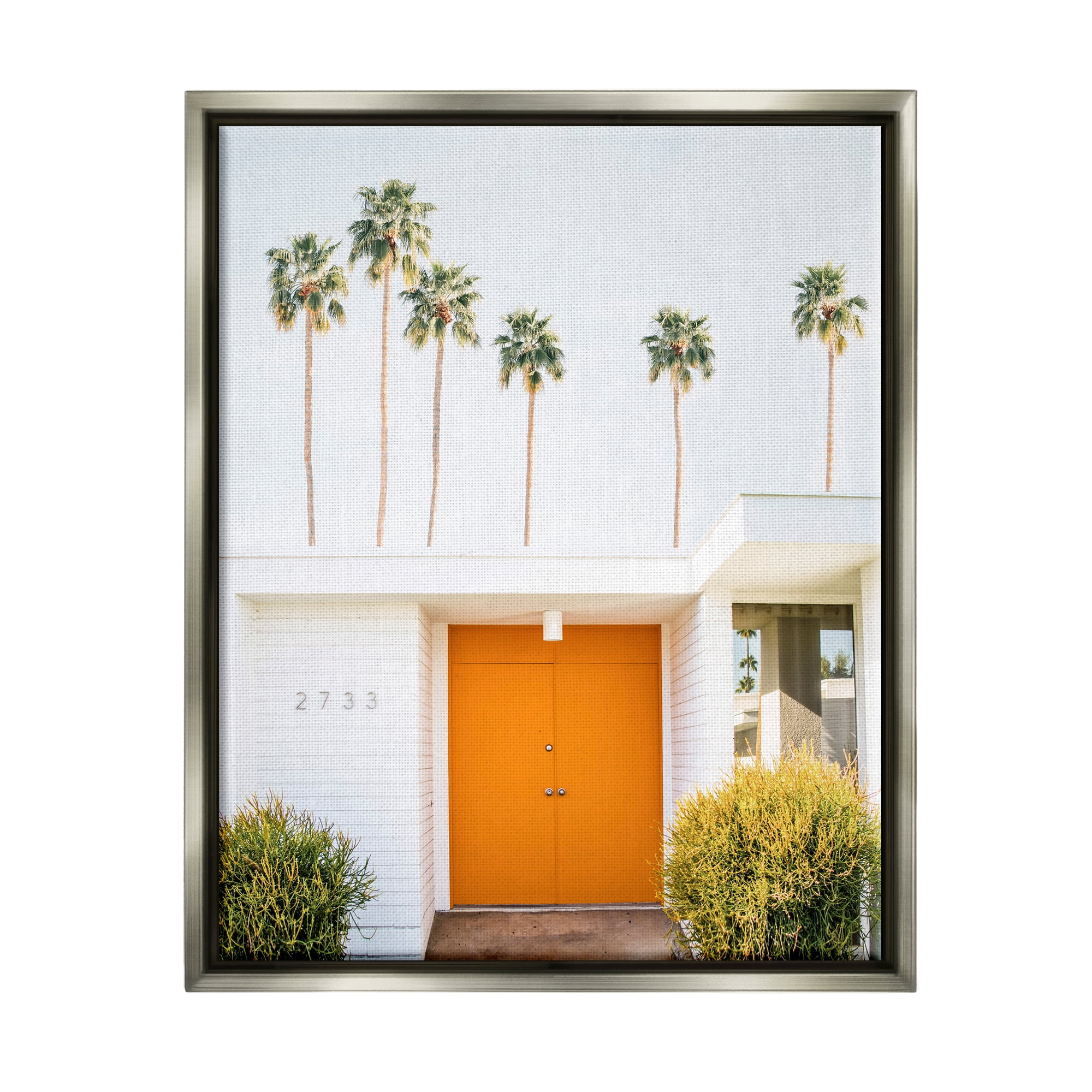 Stupell Industries Palm Springs Orange Door Botanical & Floral Photography Gray Floater Framed Art Print Wall Art, 25 x 31