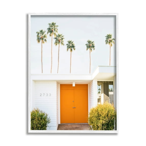 Stupell Industries Palm Springs Orange Door Botanical & Floral Photography White Framed Art Print Wall Art, 16 x 20