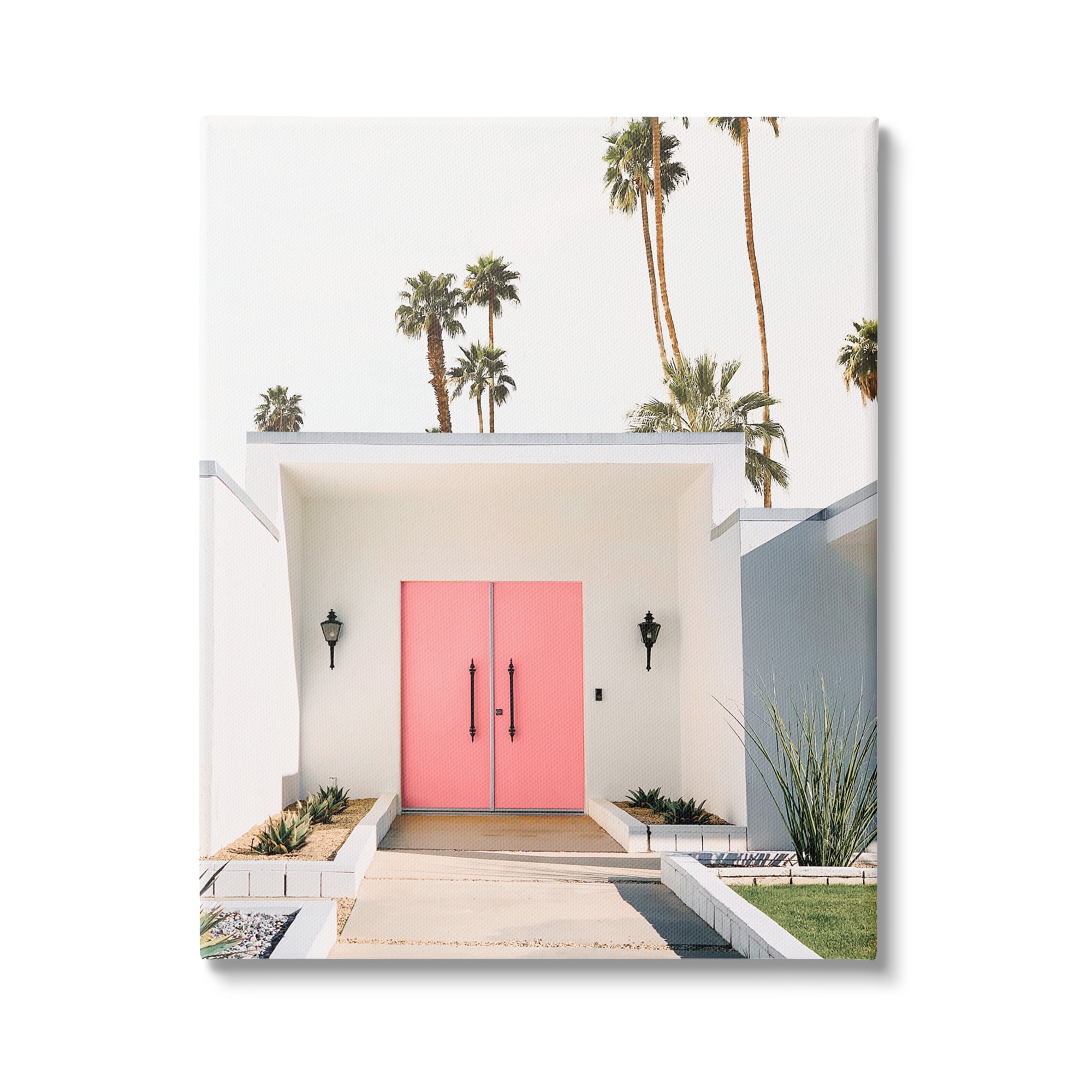 Stupell Industries Palm Springs Pink Door Botanical & Floral Photography Gallery Wrapped Canvas Print Wall Art, 36 x 48