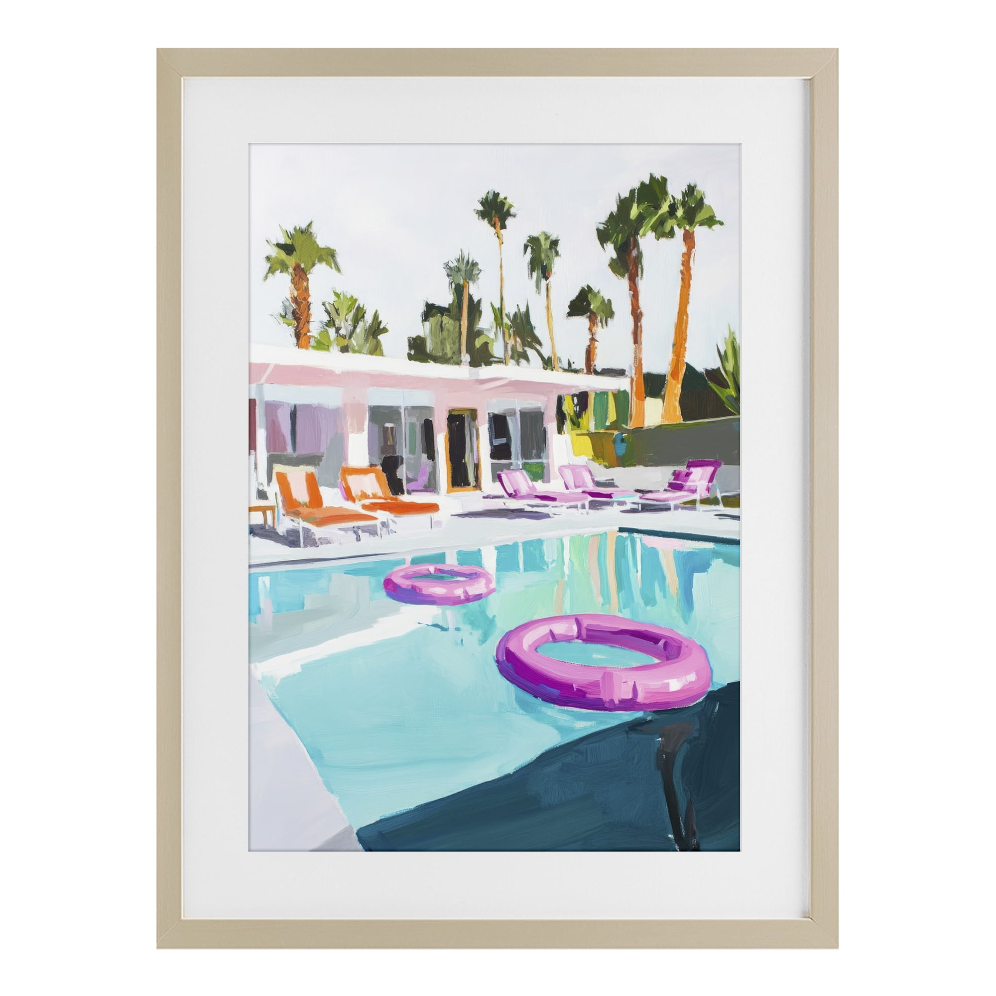 Stupell Industries Palm Springs Poolside Impression Birch Framed Print Under Glass, design by Sisi and Seb