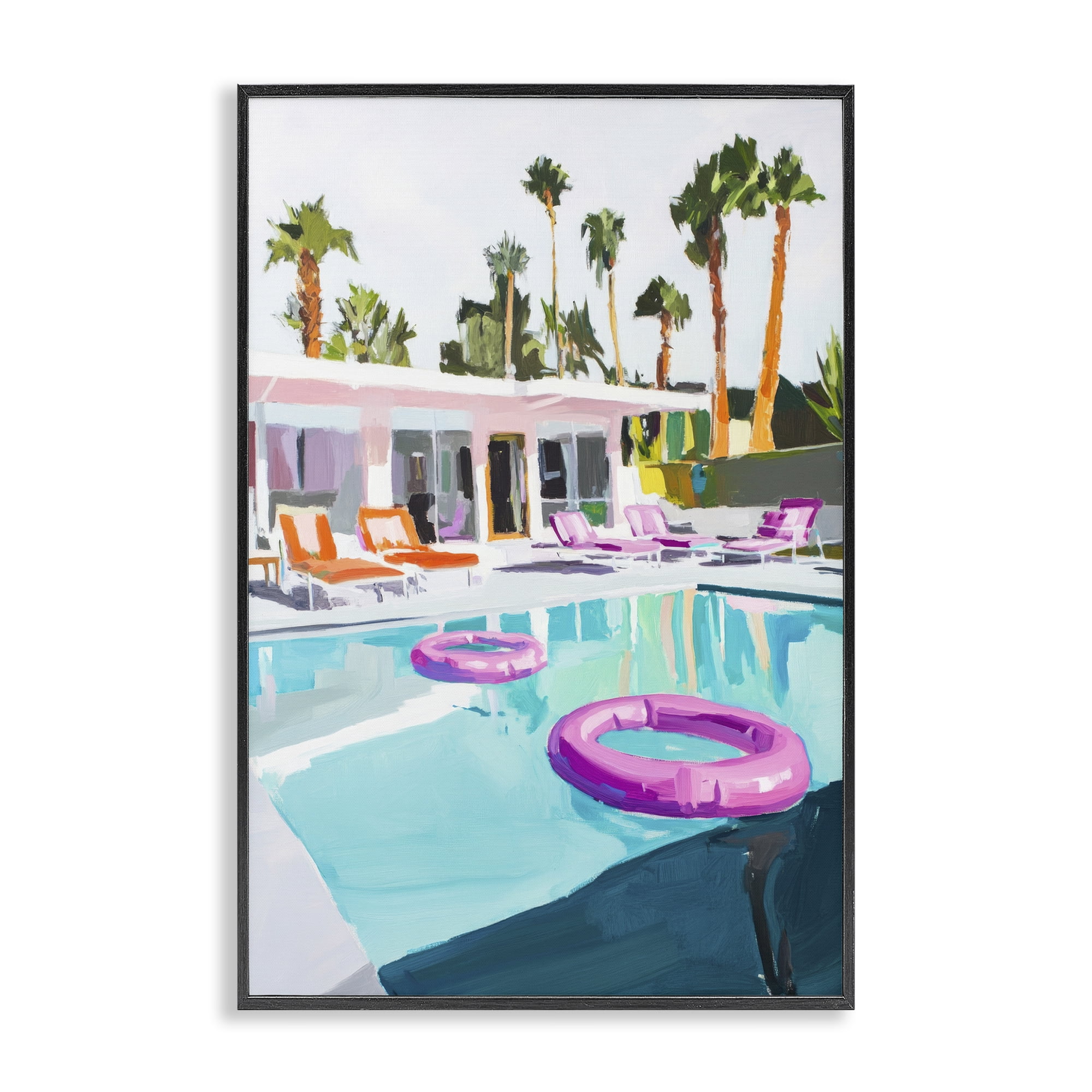 Stupell Industries Palm Springs Poolside Impression Black Framed Giclee Art, design by Sisi and Seb