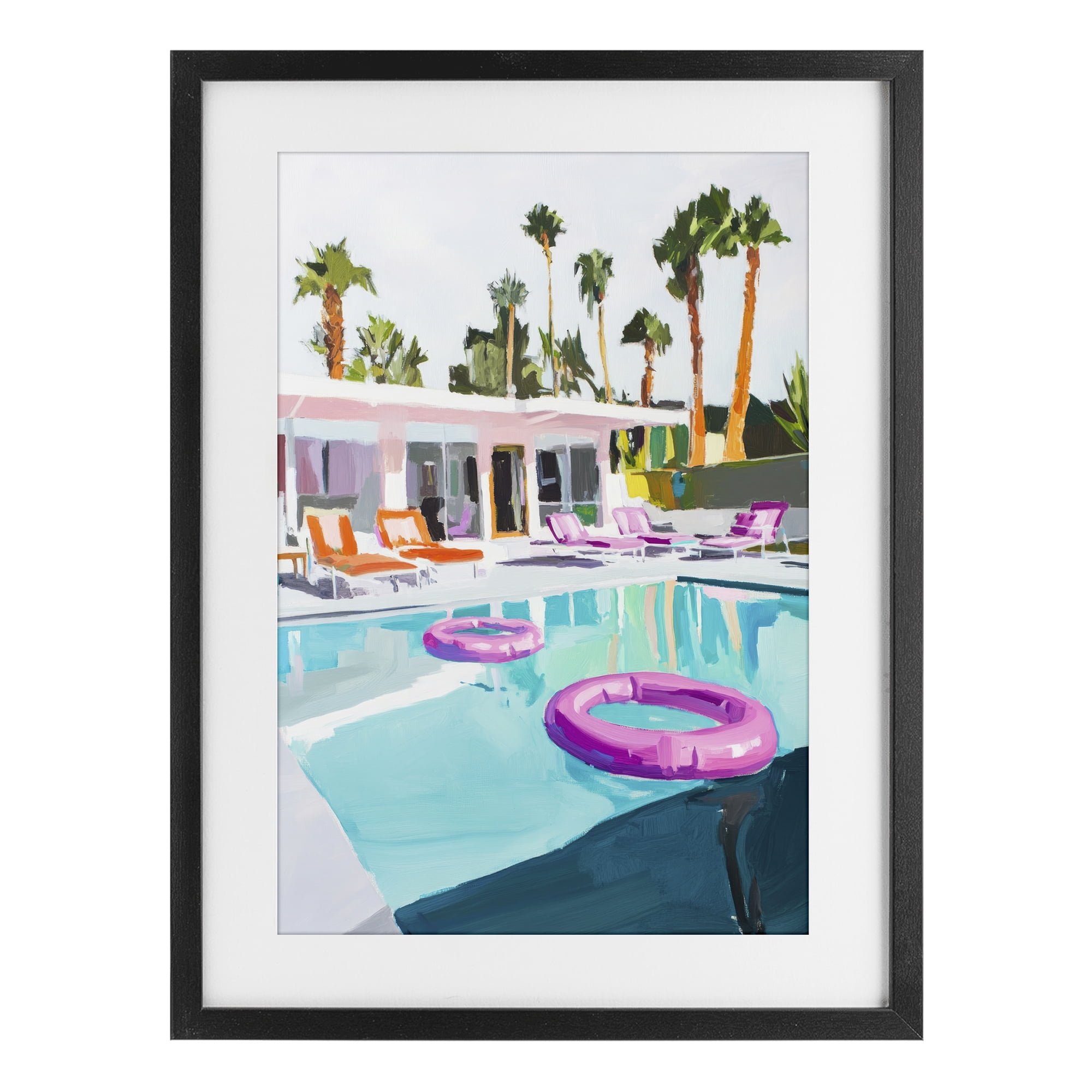 Stupell Industries Palm Springs Poolside Impression Black Framed Print Under Glass, design by Sisi and Seb