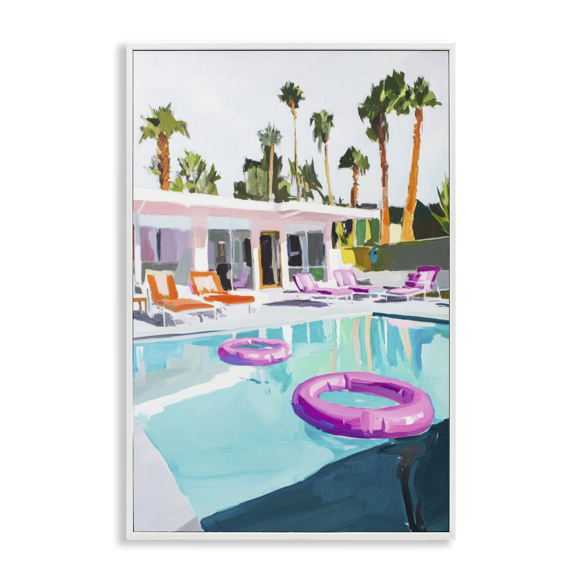 Stupell Industries Palm Springs Poolside Impression White Framed Giclee Art, design by Sisi and Seb