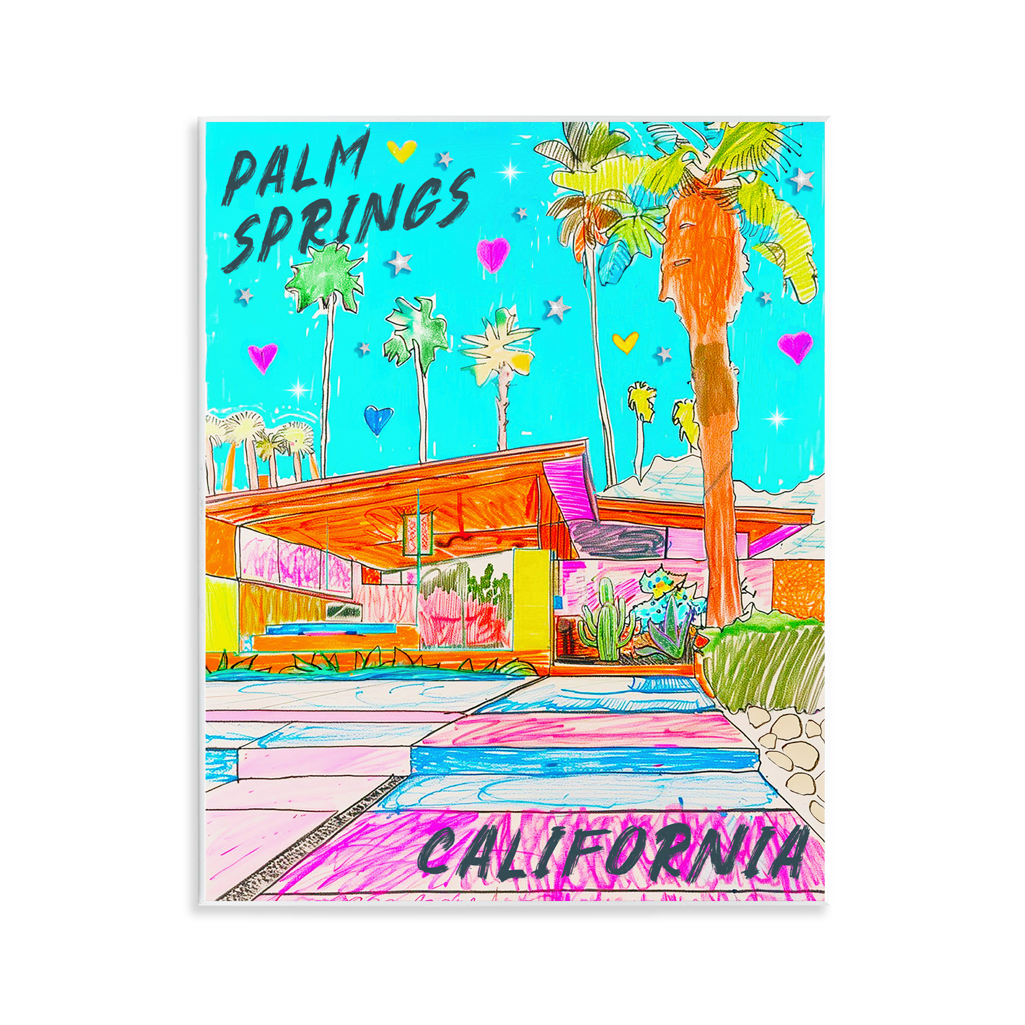 Stupell Industries Palm Springs Villa Doodle Cities & Countries Painting Unframed Art Print Wall Art, 11 x 14