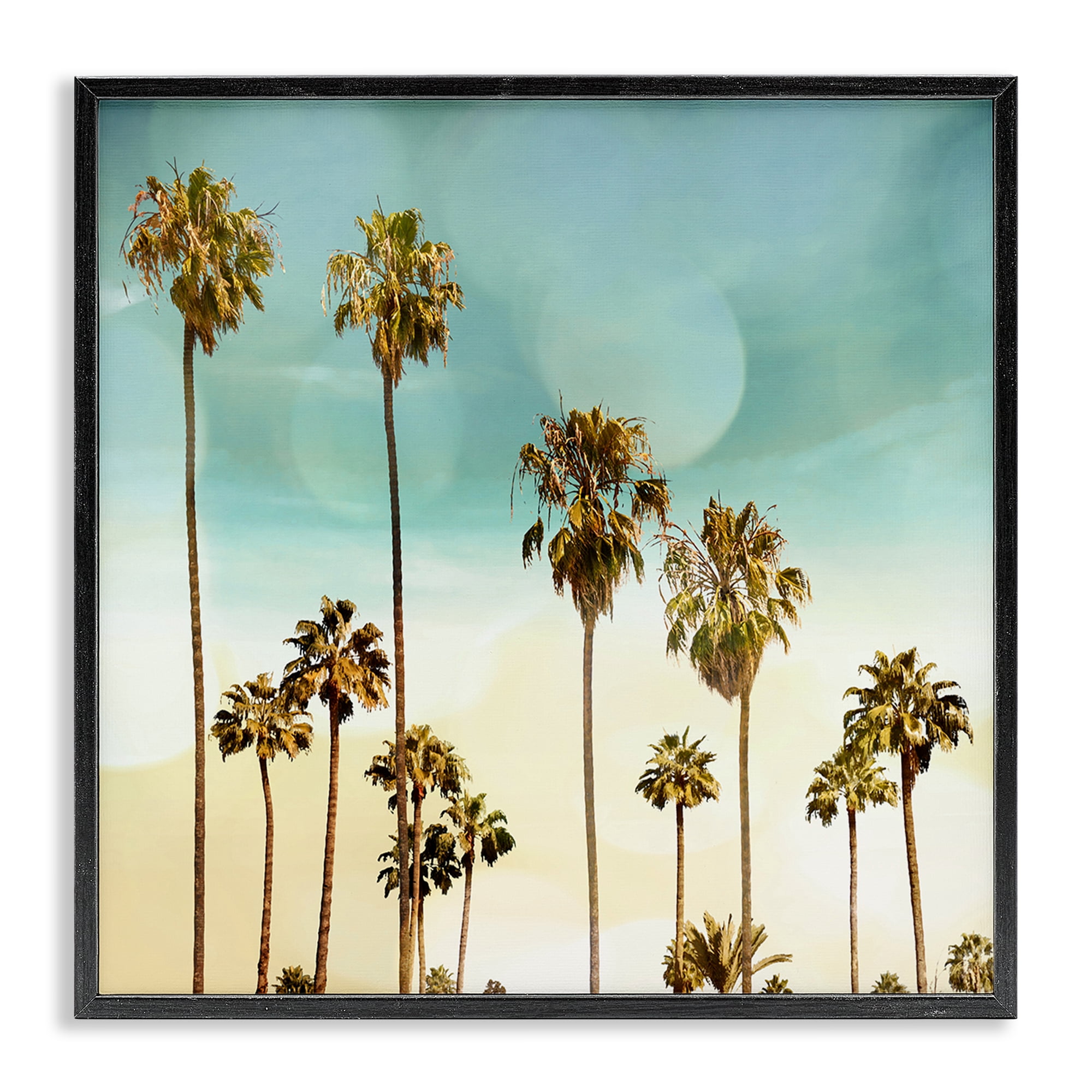 Stupell Industries Palm Tree Beach Sky Nautical & Beach Painting Black Framed Art Print Wall Art, 24 x 24