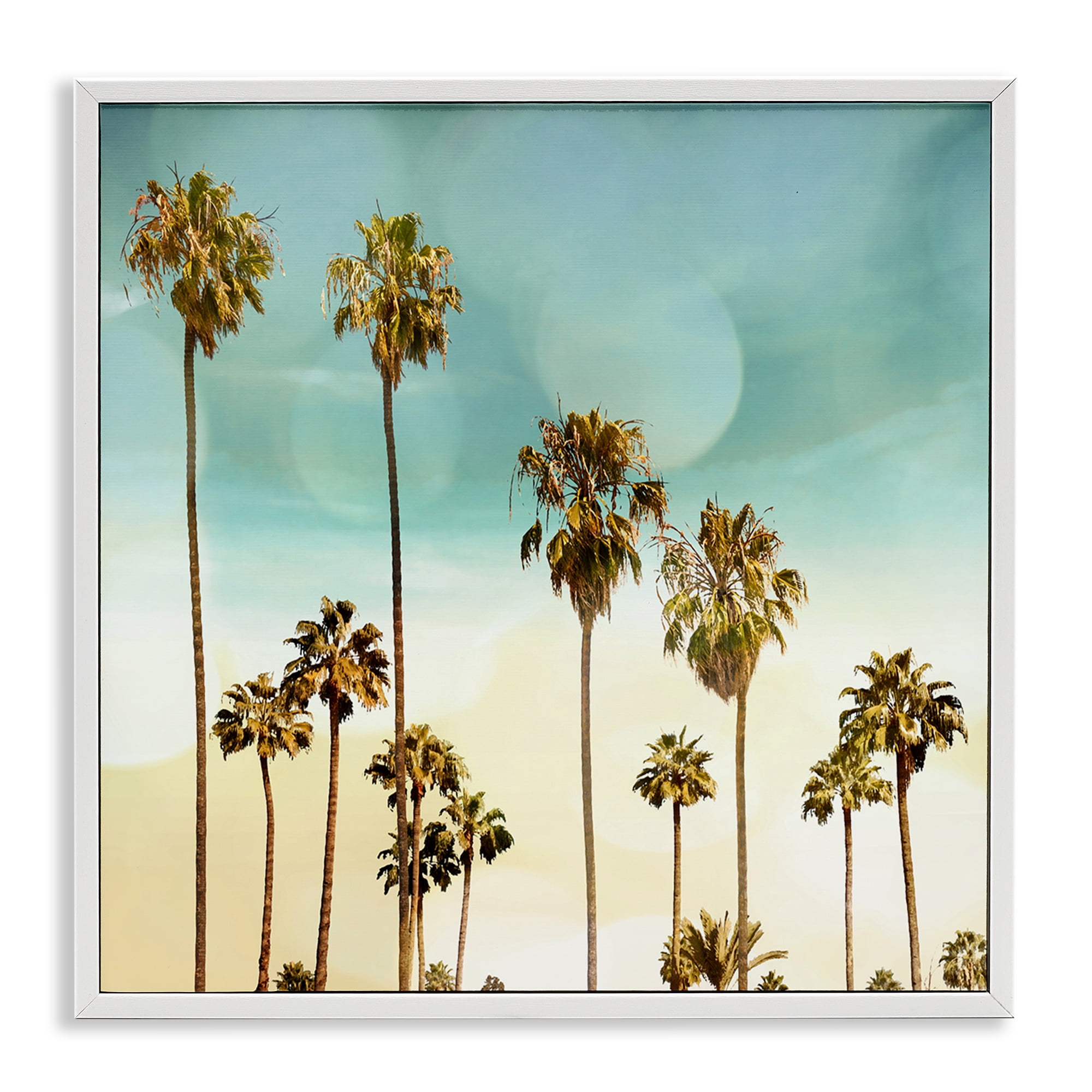 Stupell Industries Palm Tree Beach Sky Nautical & Beach Painting White Framed Art Print Wall Art, 12 x 12