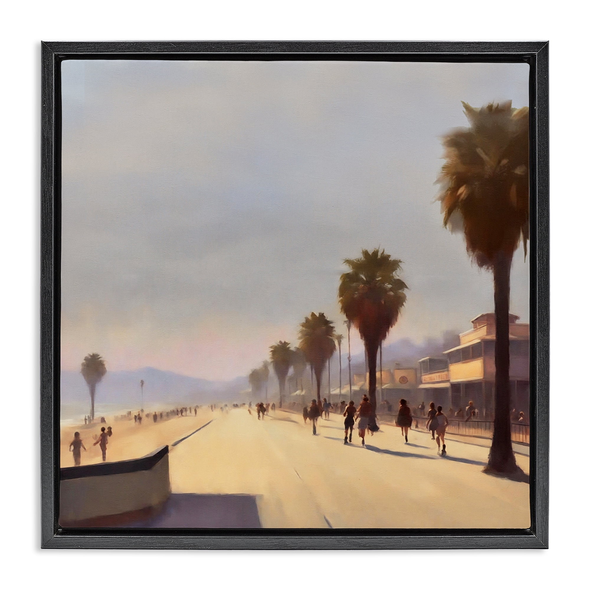 Stupell Industries Palm Tree Boulevard Landscape & Nature Painting Black Floater Framed Canvas Art Print Wall Art, 25 x 25