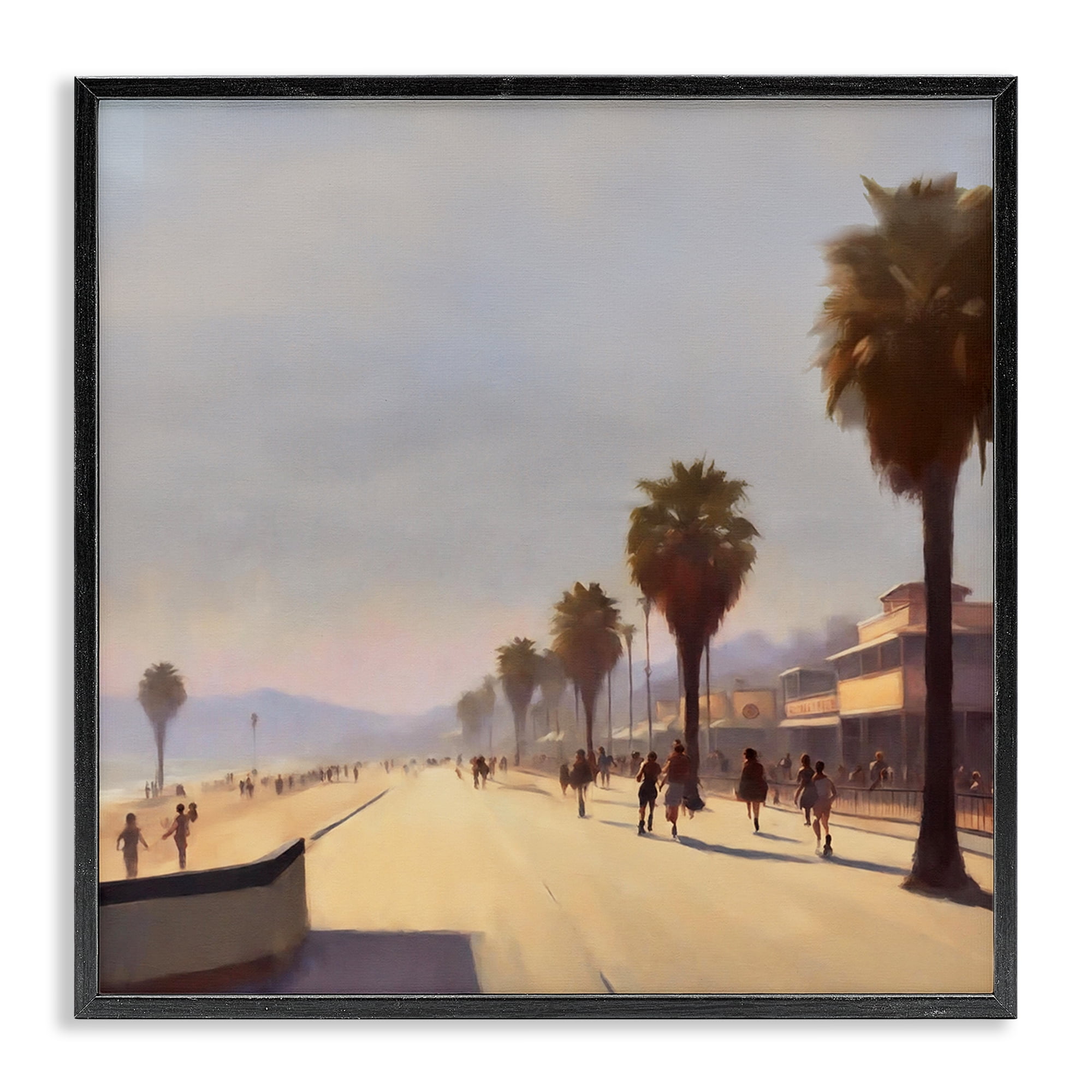 Stupell Industries Palm Tree Boulevard Landscape & Nature Painting Black Framed Art Print Wall Art, 24 x 24
