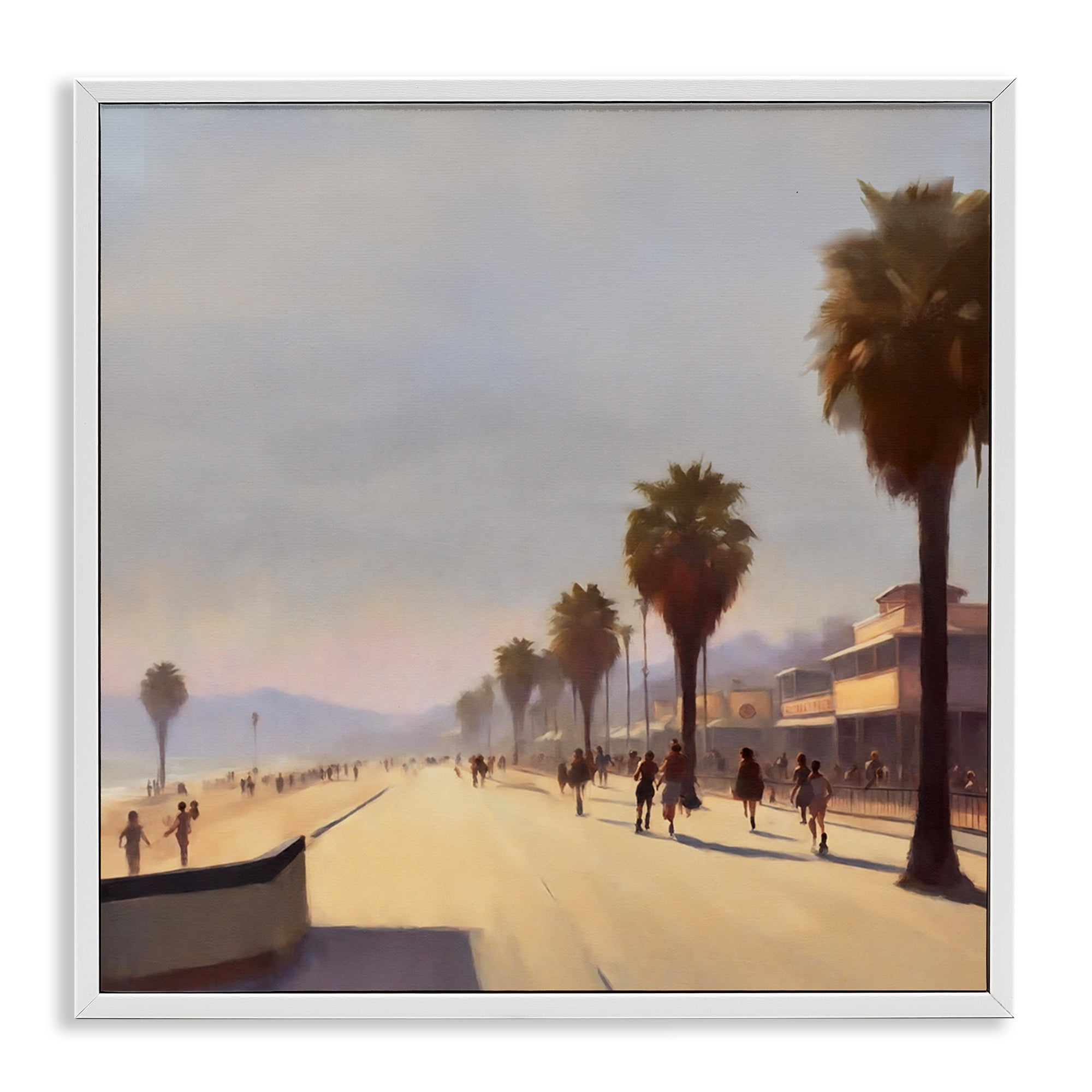 Stupell Industries Palm Tree Boulevard Landscape & Nature Painting White Framed Art Print Wall Art, 17 x 17