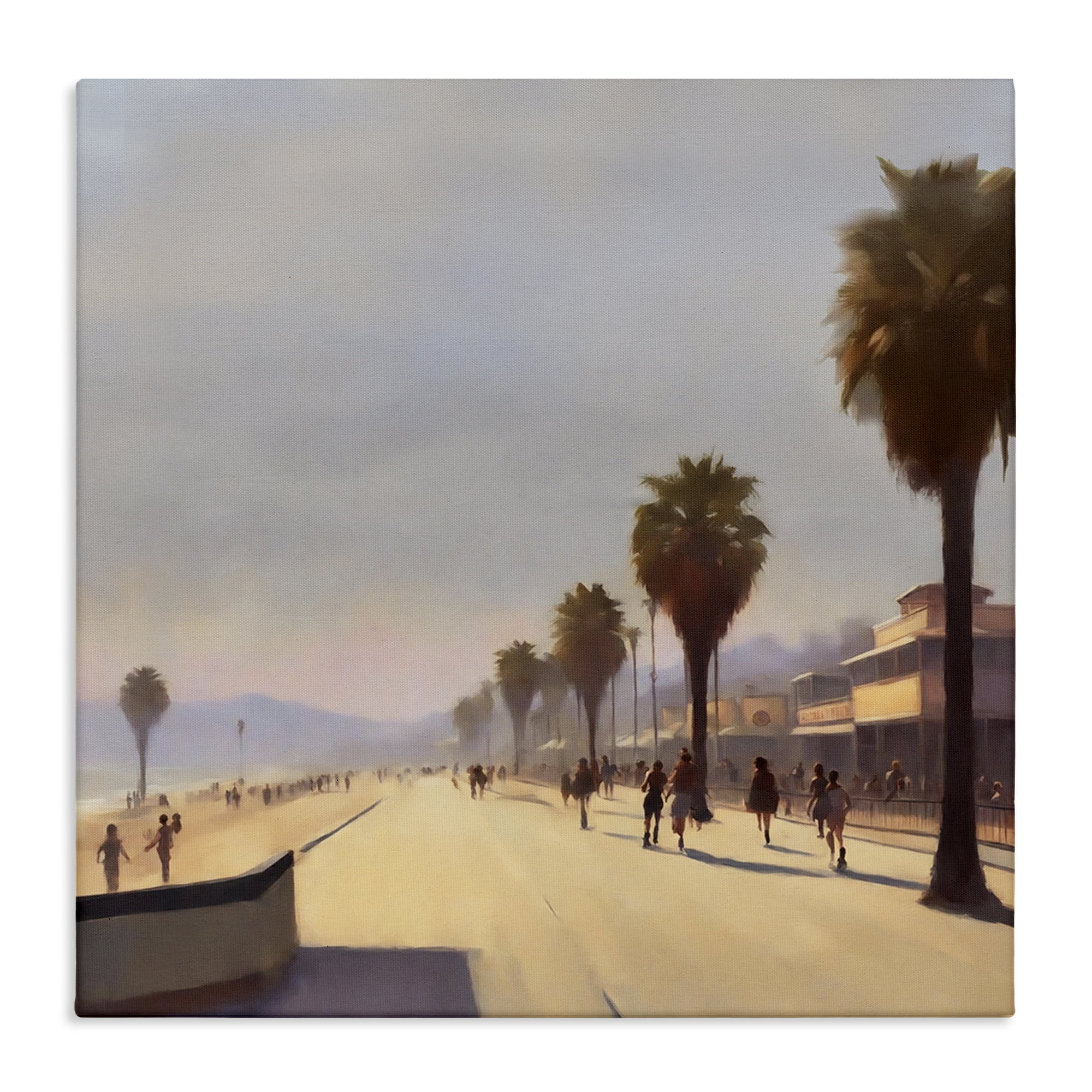 Stupell Industries Palm Tree Boulevard Landscape & Nature Painting Wrapped Canvas Art Print Wall Art, 17 x 17