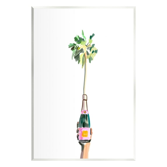 Stupell Industries Palm Tree Champagne Food & Beverage Painting Unframed Art Print Wall Art, 13 x 19